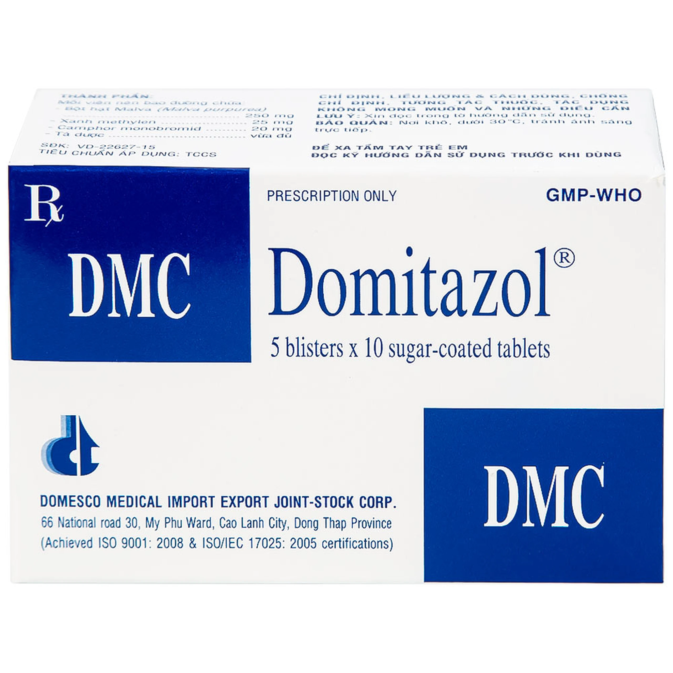 Thuốc Domitazol Domesco điều trị nhiễm trùng đường tiết niệu (5 vỉ x 10 viên)