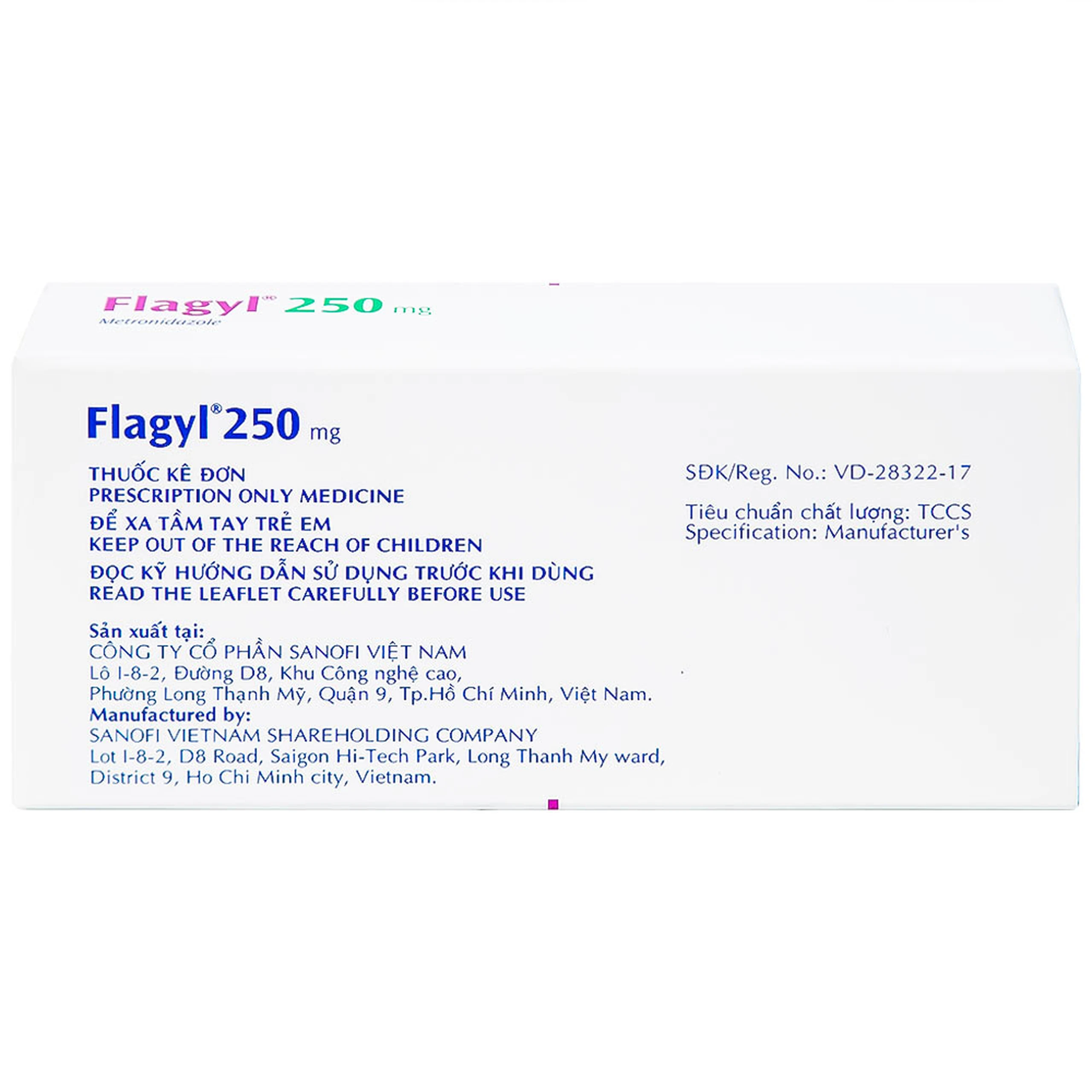 Thuốc Flagyl 250mg Sanofi điều trị nhiễm khuẩn (2 vỉ x 10 viên)