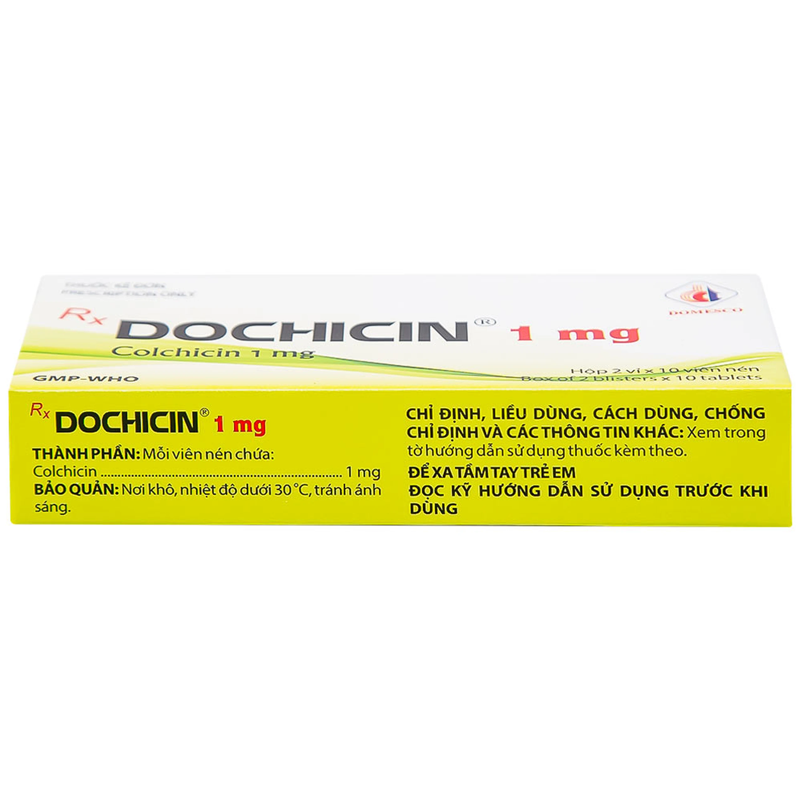 Thuốc Dochicin 1mg Domesco điều trị bệnh gút cấp tính (20 viên)
