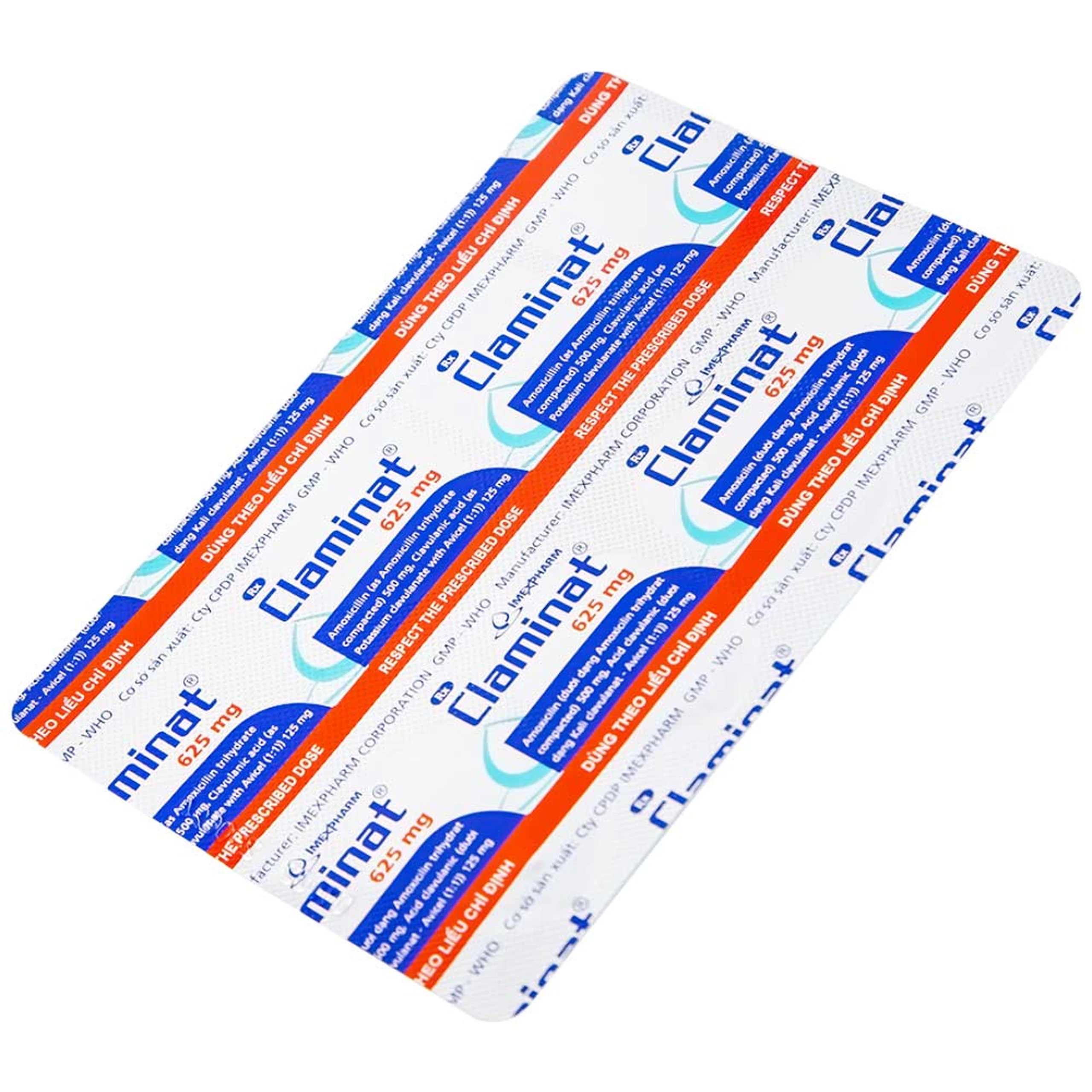 Thuốc Claminat 625mg Imexpharm điều trị nhiễm trùng (2 vỉ x 7 viên)