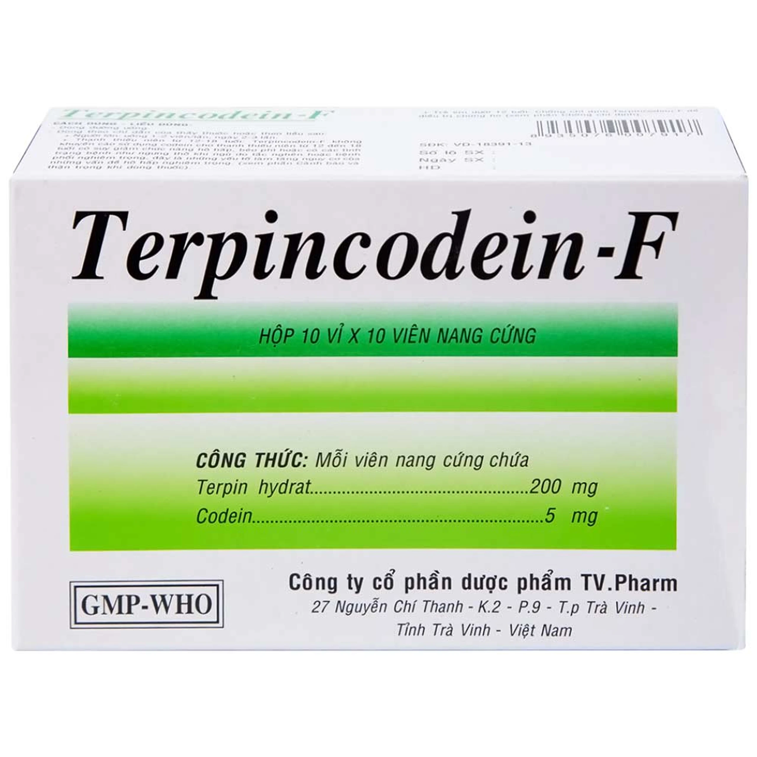 Thuốc Terpincodein-F giảm ho, long đờm (10 vỉ x 10 viên)
