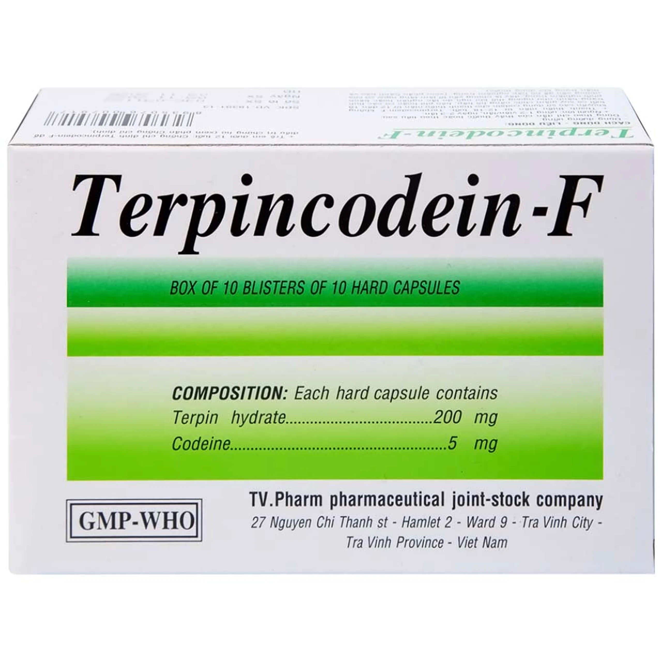 Thuốc Terpincodein-F giảm ho, long đờm (10 vỉ x 10 viên)
