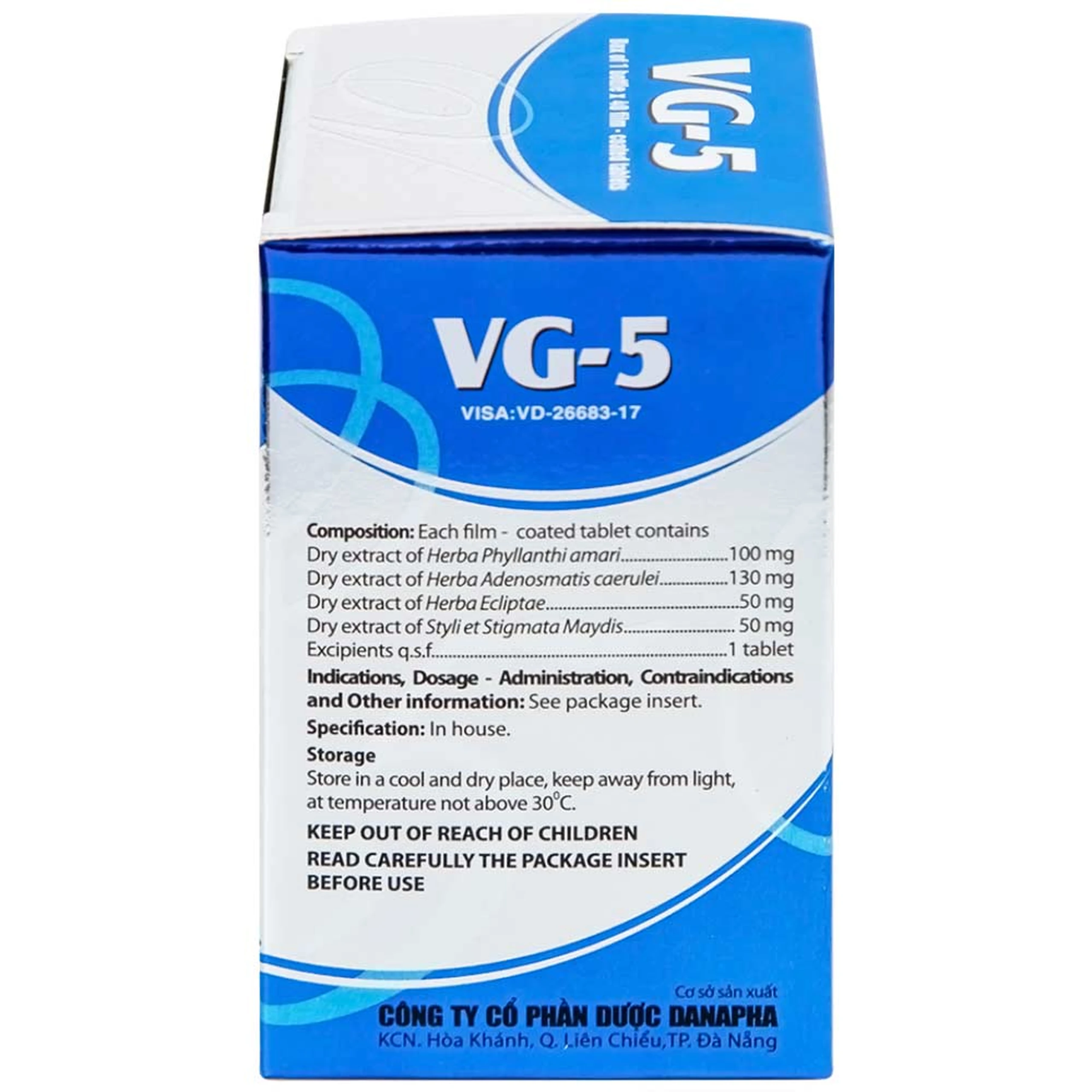 Thuốc VG-5 Danapha điều trị hạ men gan, viêm gan (40 viên) 