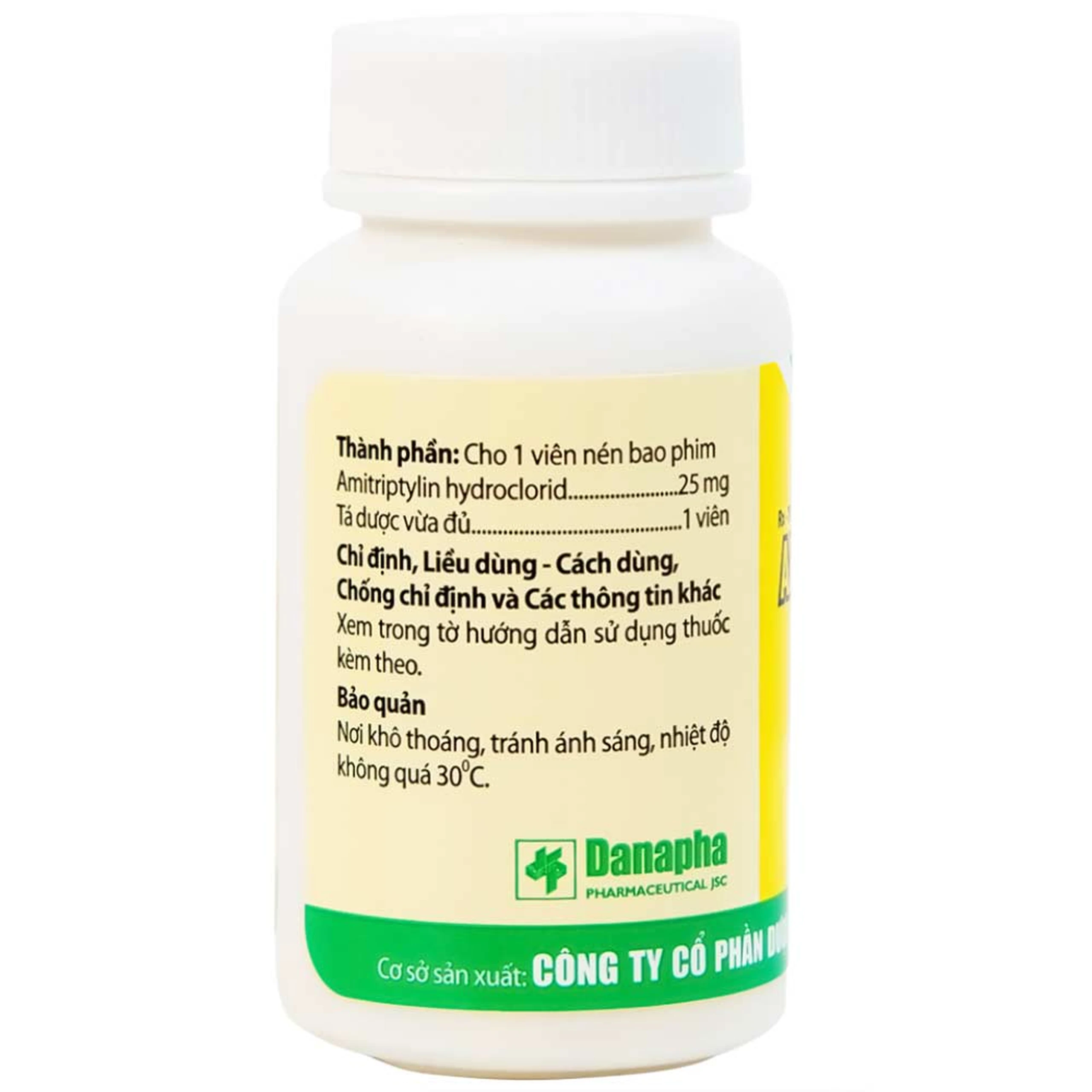 Thuốc Amitriptylin 25mg Danapha điều trị trầm cảm (100 viên)
