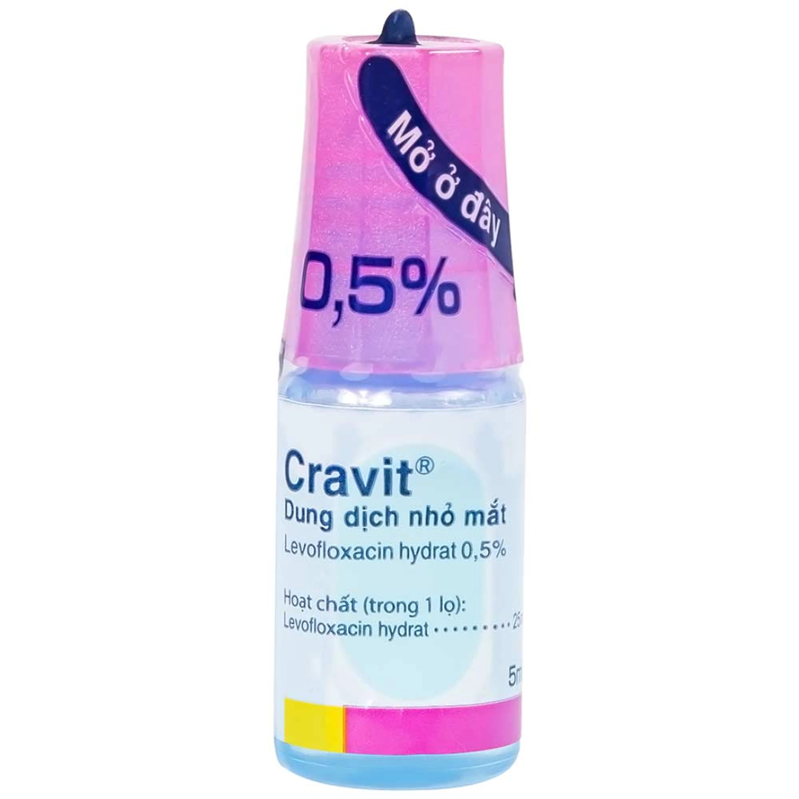 Thuốc nhỏ mắt Cravit 0.5% Santen điều trị viêm bờ mi, viêm túi lệ, lẹo (5ml)