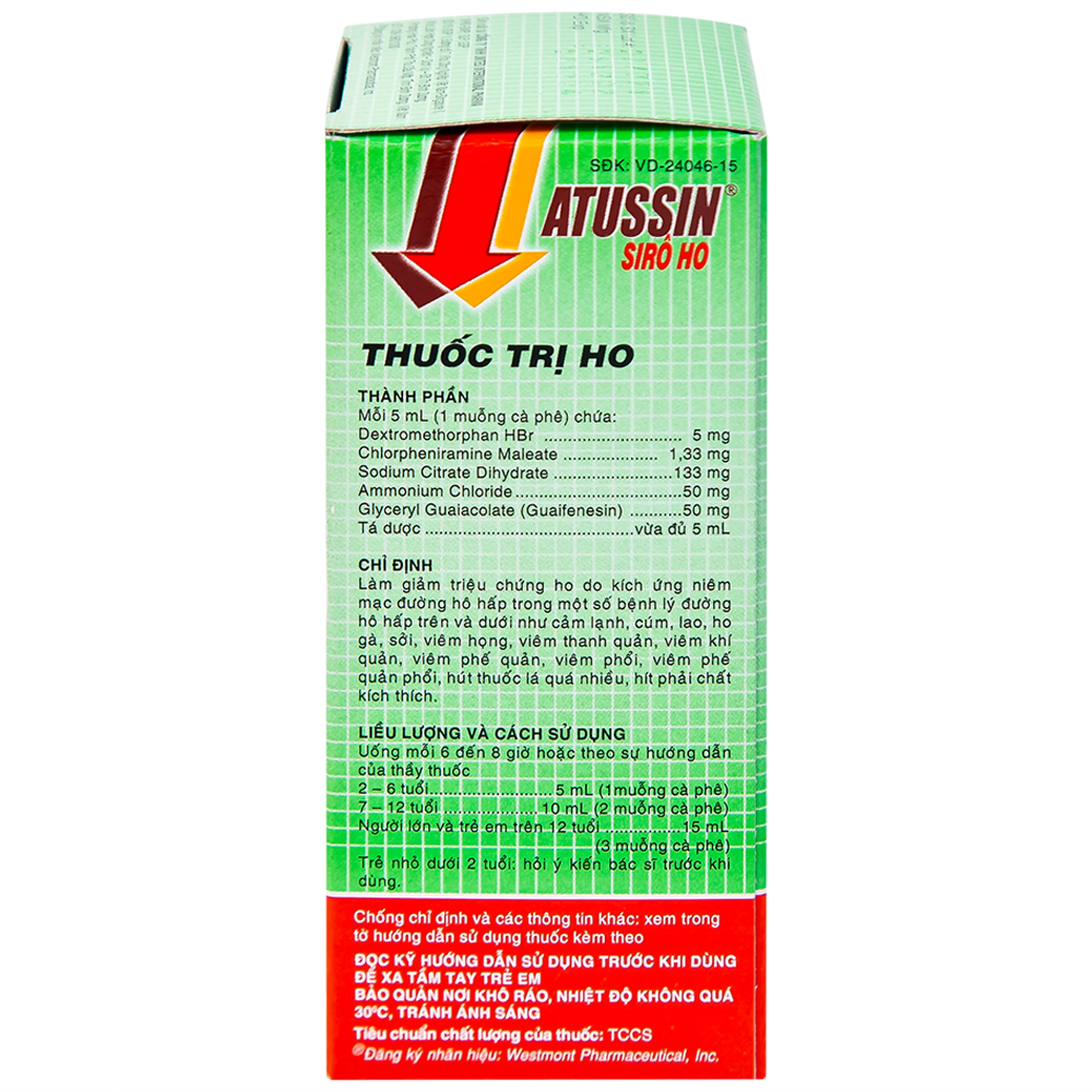 Siro ho Atussin United hỗ trợ giảm các triệu chứng ho (60ml)