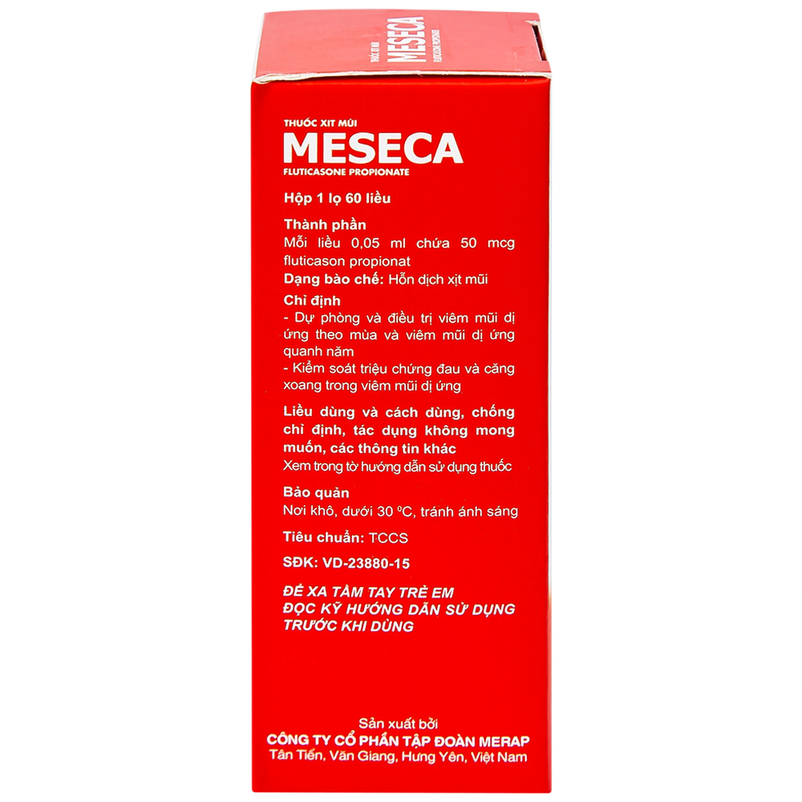 Thuốc xịt mũi Meseca Merap điều trị và dự phòng viêm mũi dị ứng (60 liều)