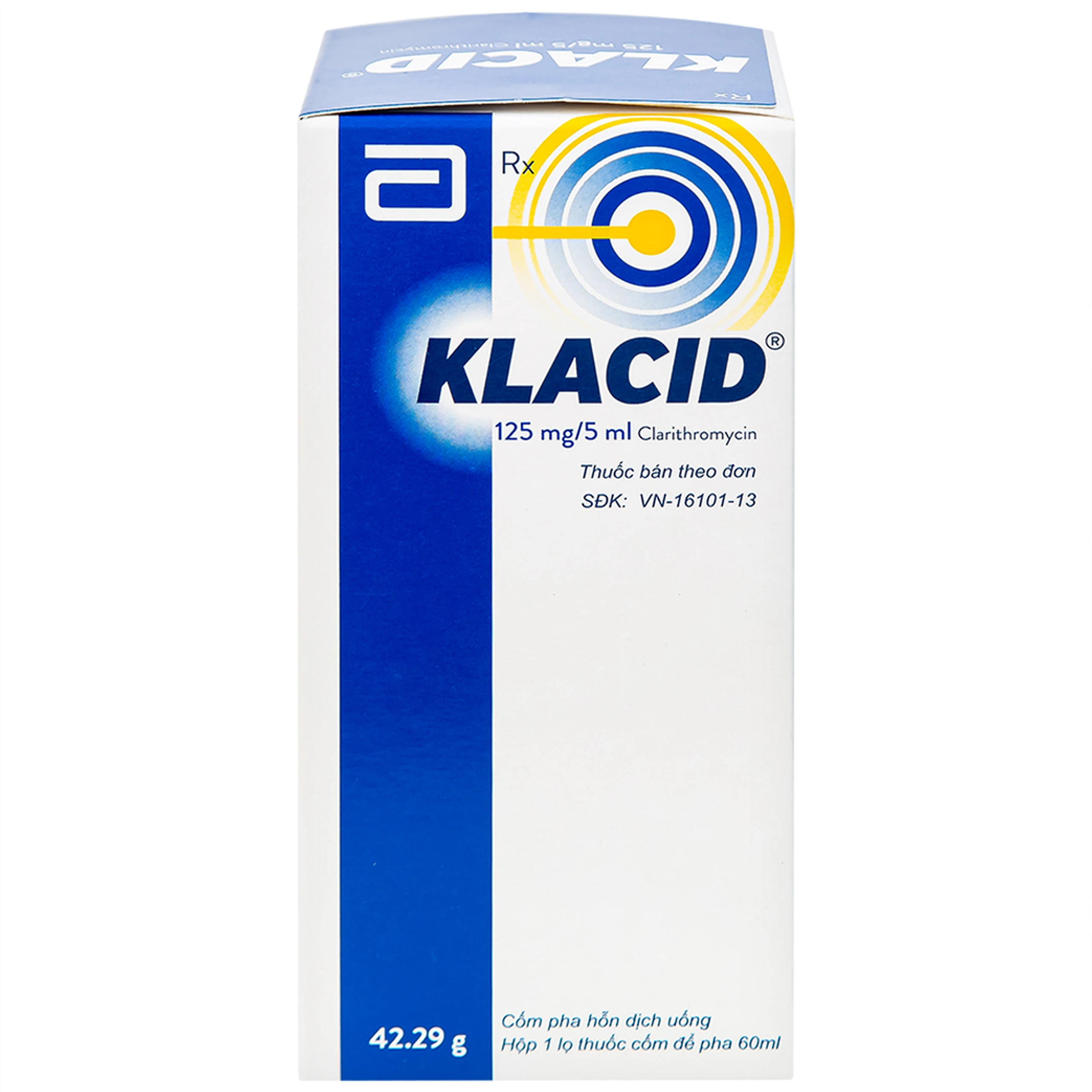 Cốm pha hỗn dịch uống Klacid 125mg/5ml điều trị nhiễm khuẩn đường hô hấp (60ml)