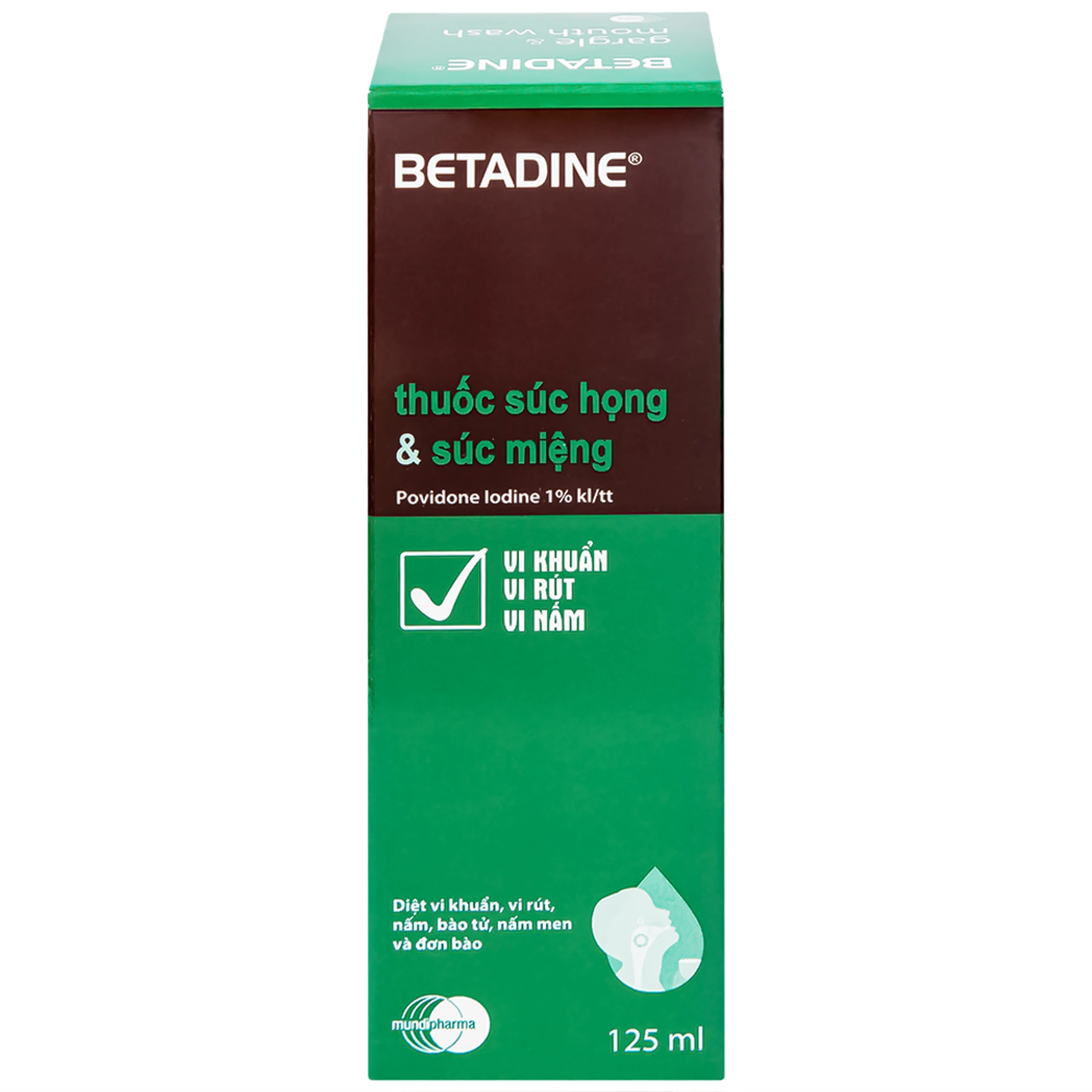 Thuốc súc họng, súc miệng Betadine Gargle and Mouthwash điều trị viêm và nhiễm khuẩn miệng, họng (125ml)