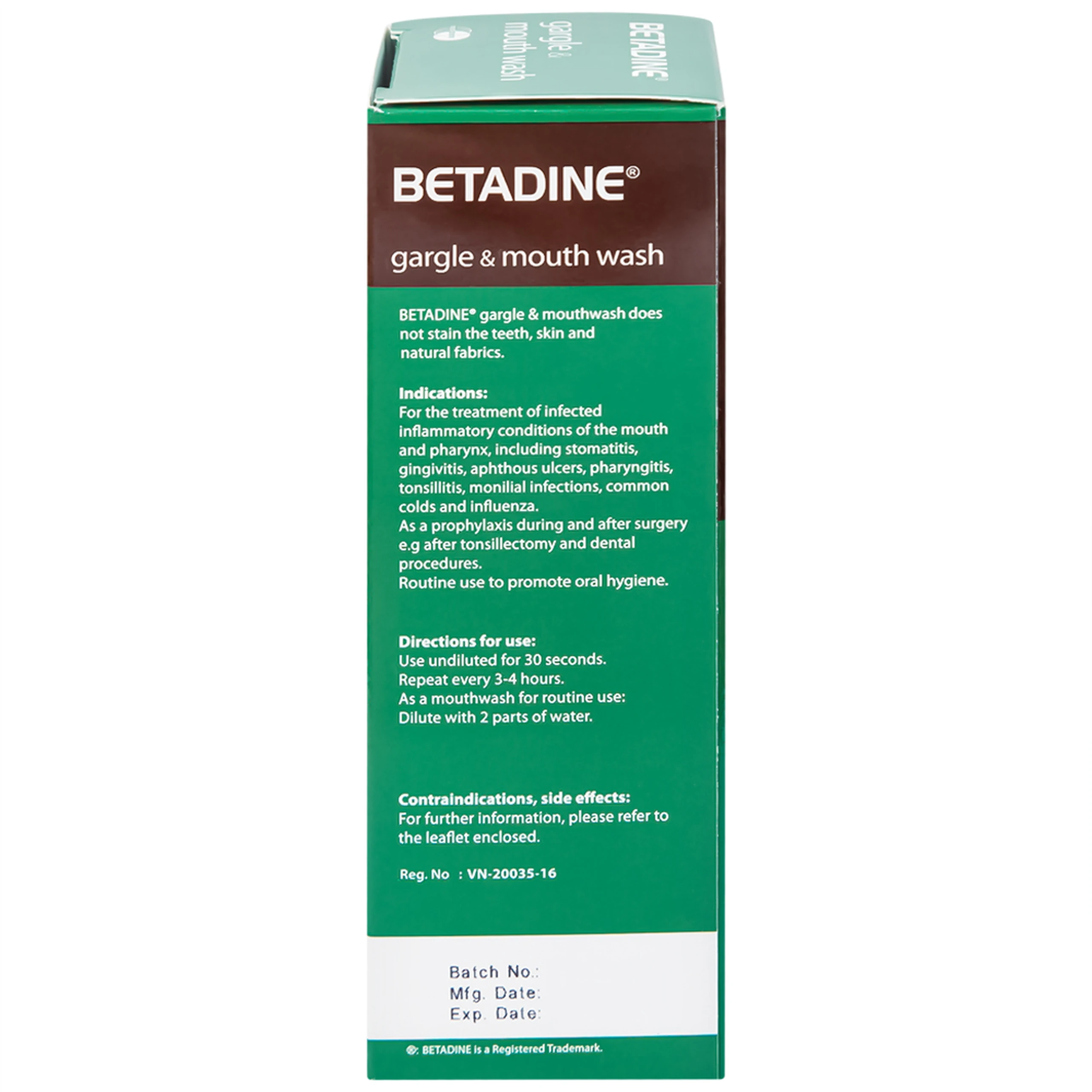 Thuốc súc họng, súc miệng Betadine Gargle and Mouthwash điều trị viêm và nhiễm khuẩn miệng, họng (125ml)