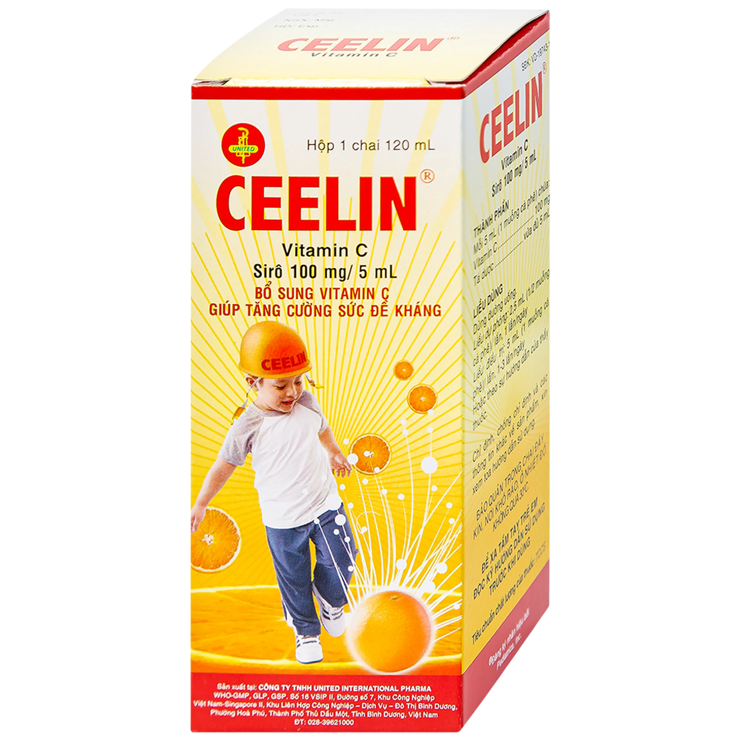 Siro Ceelin United bổ sung vitamin C, tăng cường sức đề kháng (120ml)