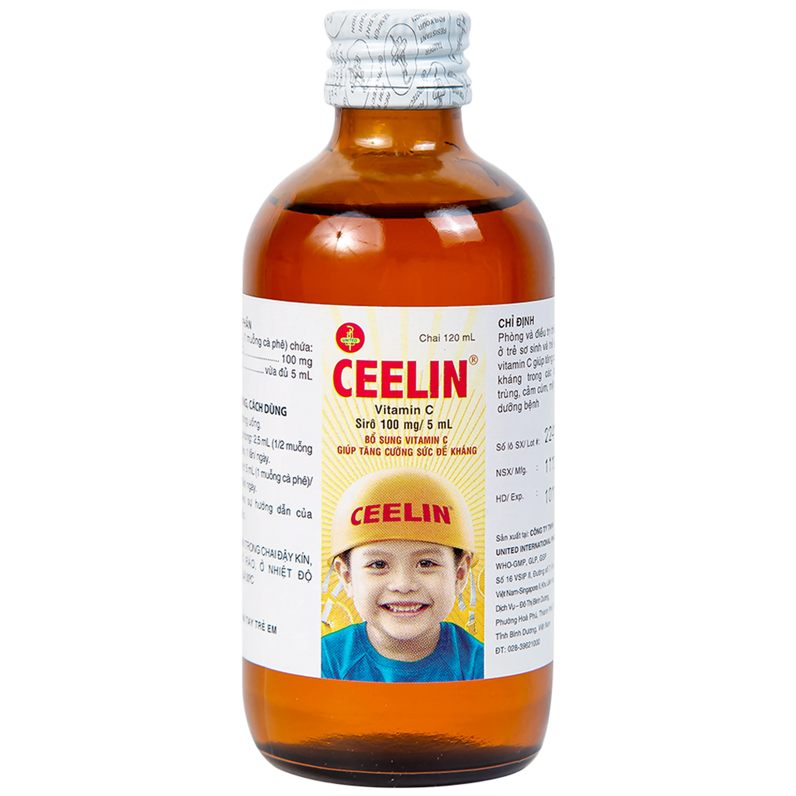 Siro Ceelin United bổ sung vitamin C, tăng cường sức đề kháng (120ml)