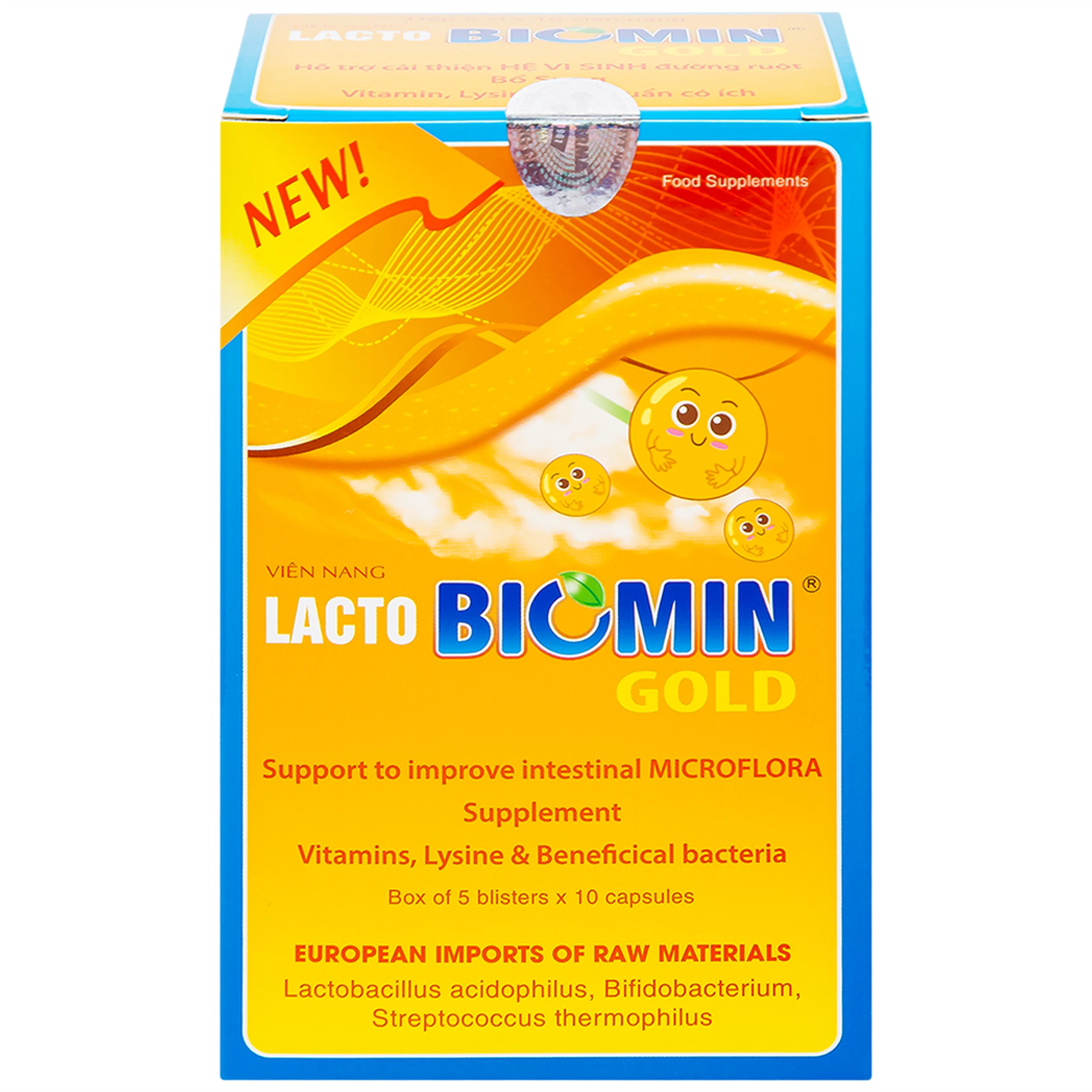 Viên uống bổ sung lợi khuẩn giúp giảm rối loạn tiêu hóa Lacto Biomin Gold New (5 vỉ x 10 viên)