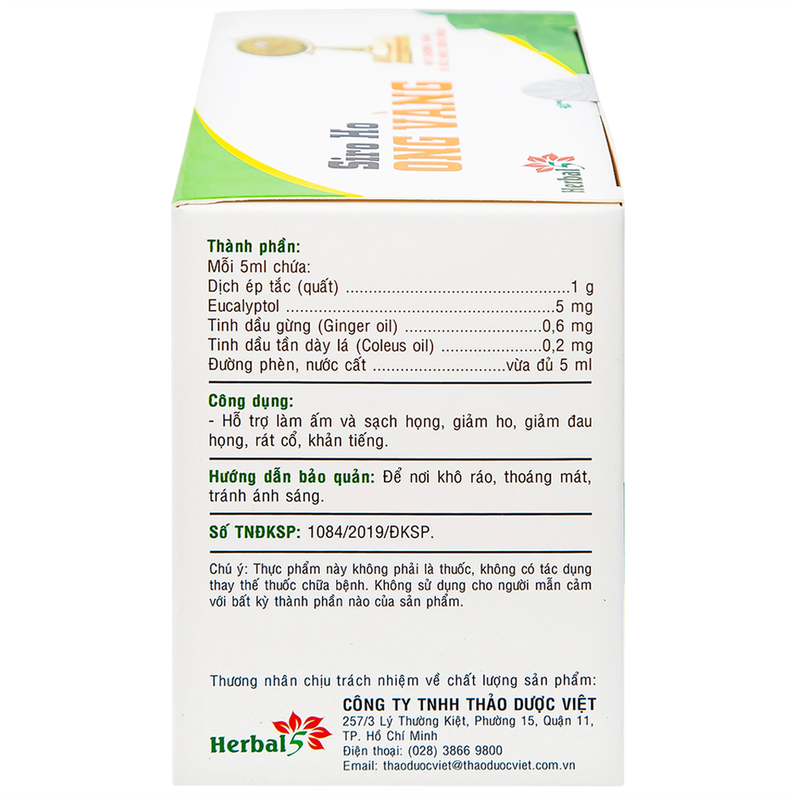 Siro ho Ong Vàng Thảo Dược Việt (30 gói)