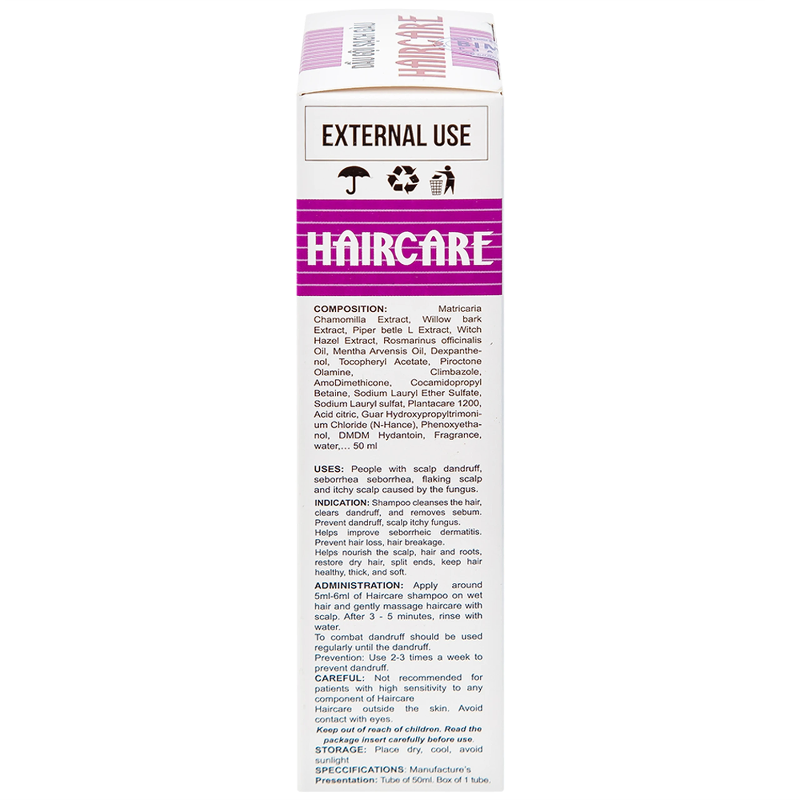 Dầu gội Haircare Bimex dưỡng tóc, ngăn ngừa gàu (50ml)