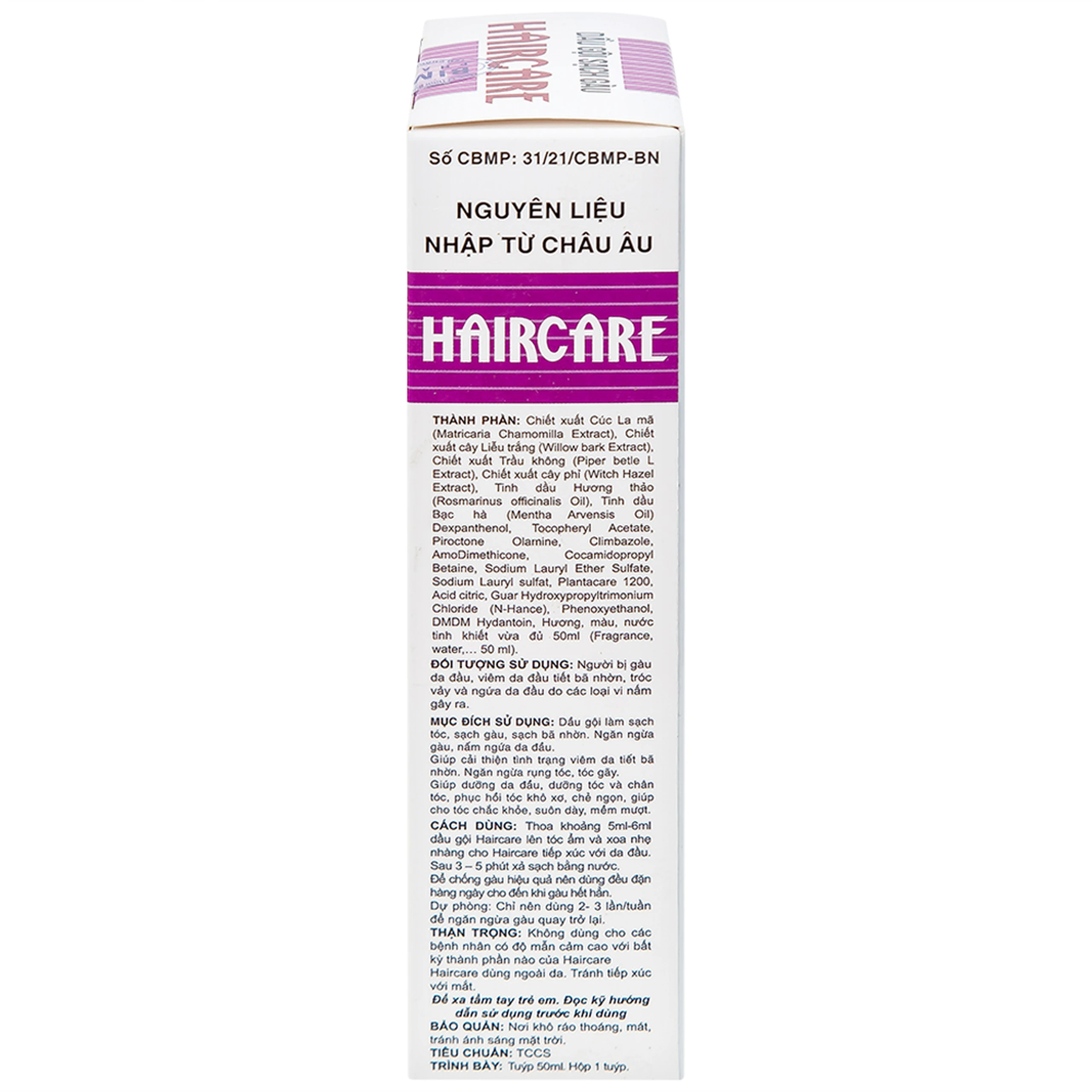 Dầu gội Haircare Bimex dưỡng tóc, ngăn ngừa gàu (50ml)