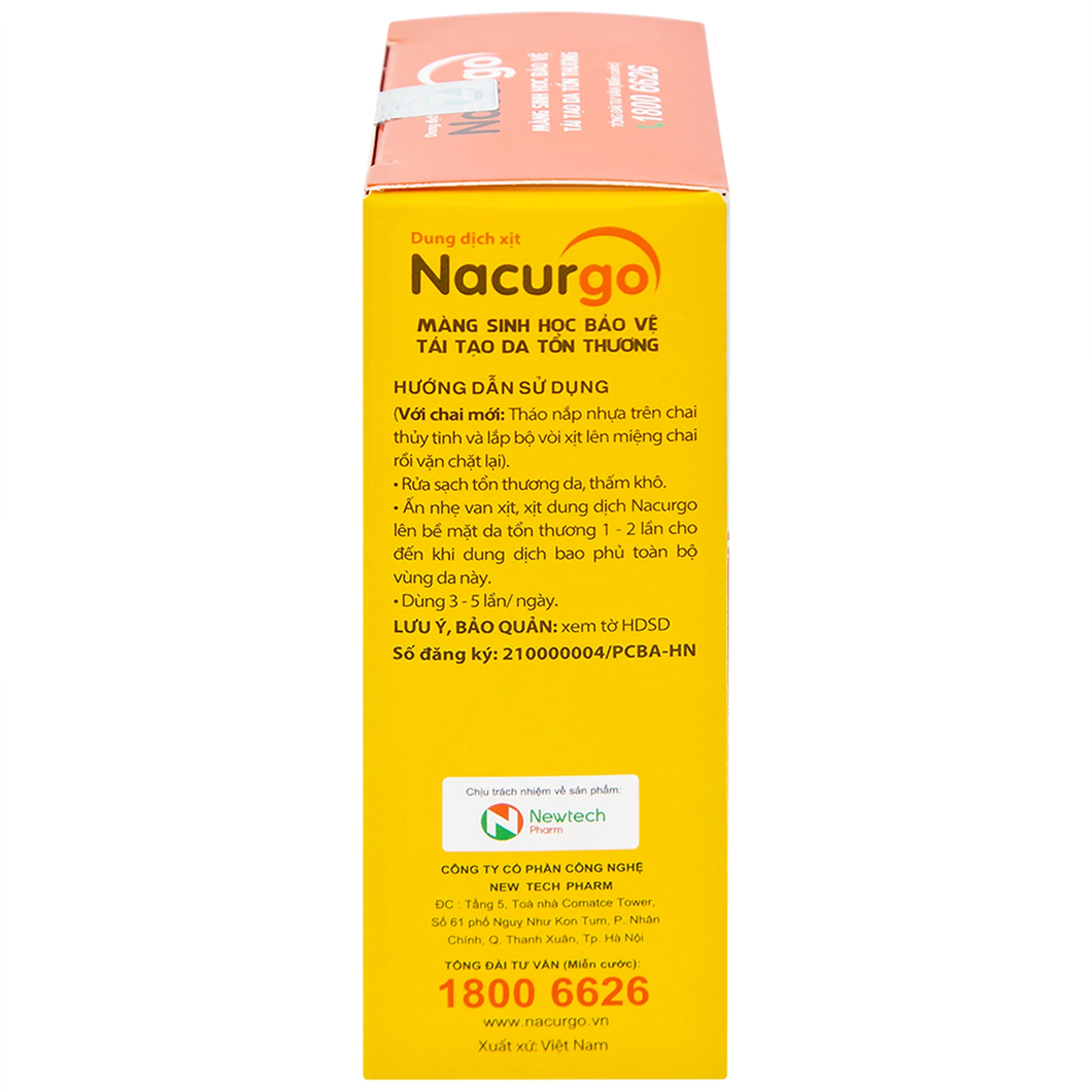 Dung dịch xịt tạo màng sinh học Nacurgo Newtech bảo vệ da tổn thương 12ml