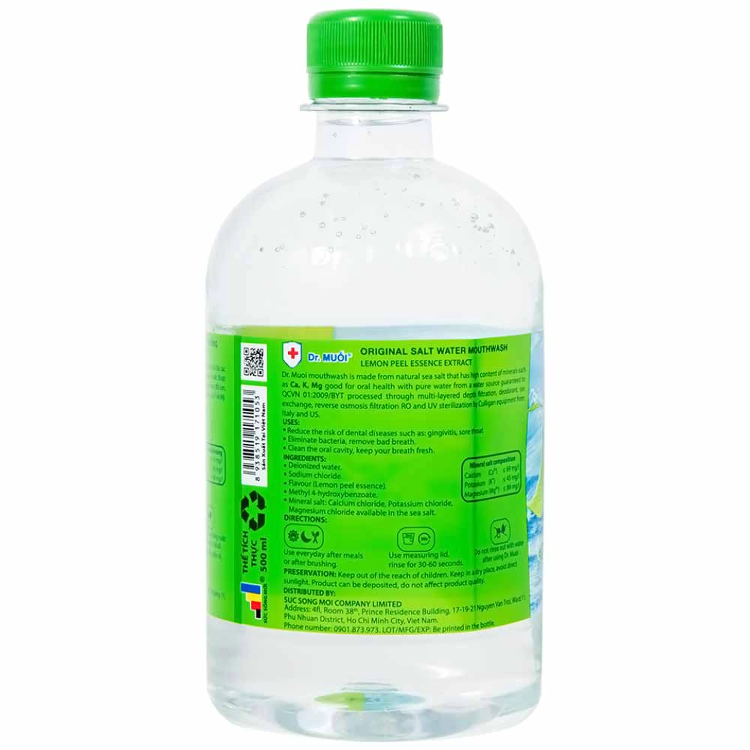 Nước súc miệng Dr. Muối hương vỏ chanh làm giảm nguy cơ các bệnh về răng miệng (500ml)
