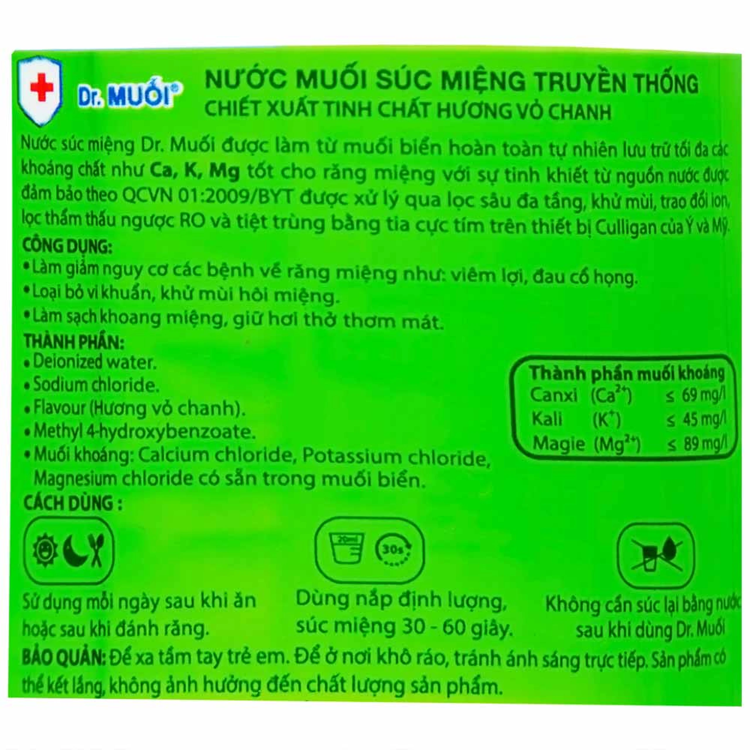 Nước súc miệng Dr. Muối hương vỏ chanh làm giảm nguy cơ các bệnh về răng miệng (500ml)