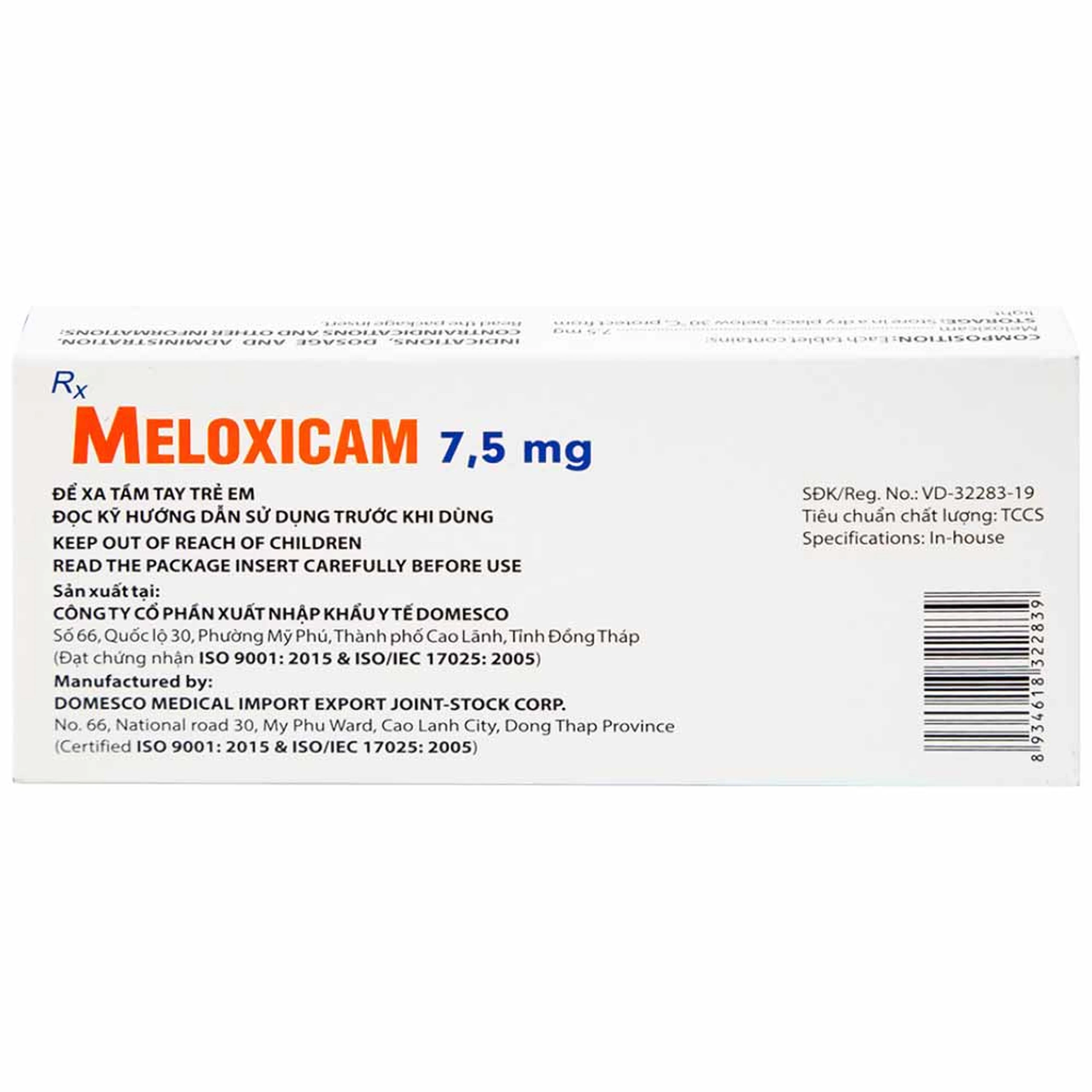 Thuốc Meloxicam 7.5mg điều trị viêm xương khớp, viêm cột sống (2 vỉ x 10 viên)