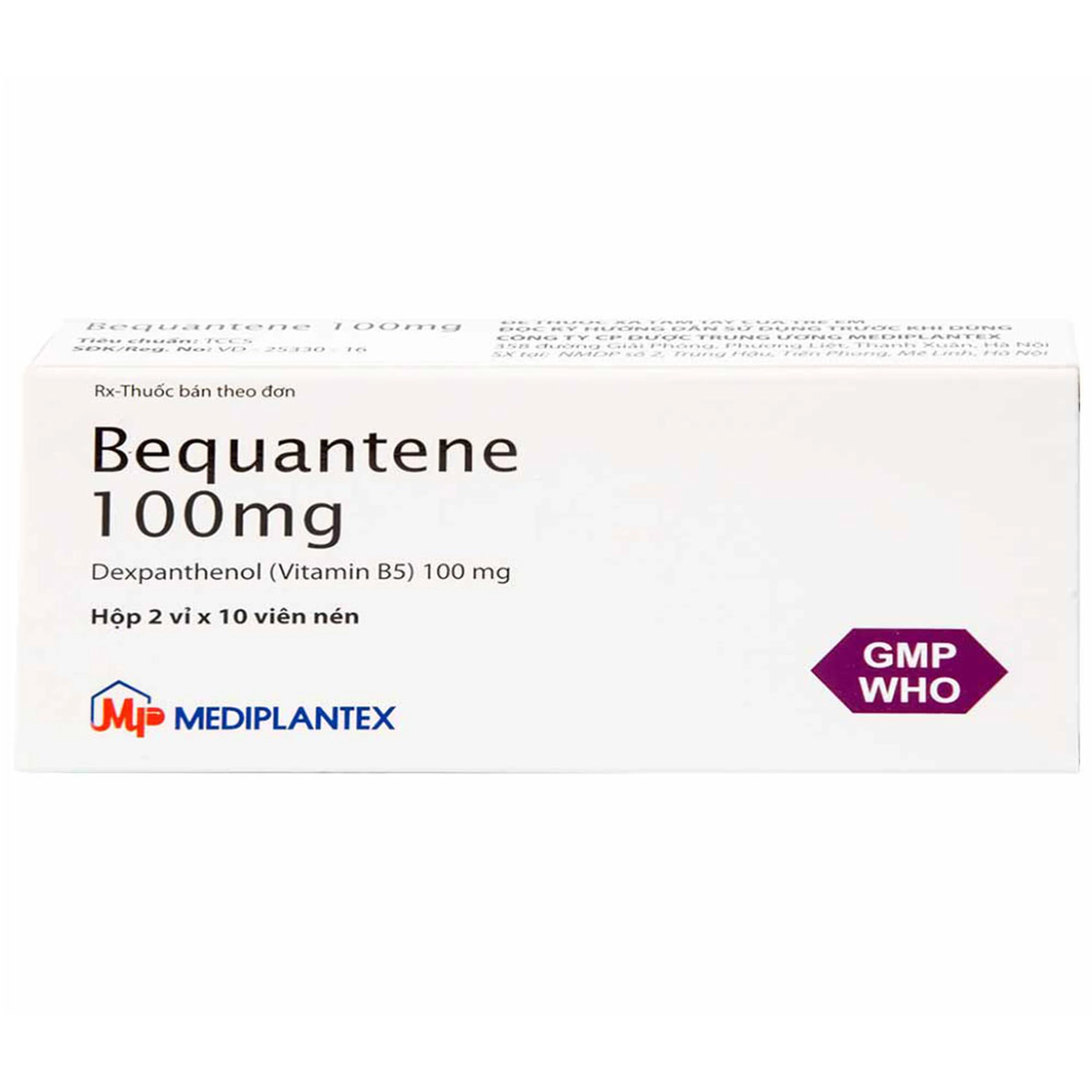 Thuốc Bequantene 100mg Mediplantex điều trị chứng rụng tóc lan tỏa (2 vỉ x 10 viên)