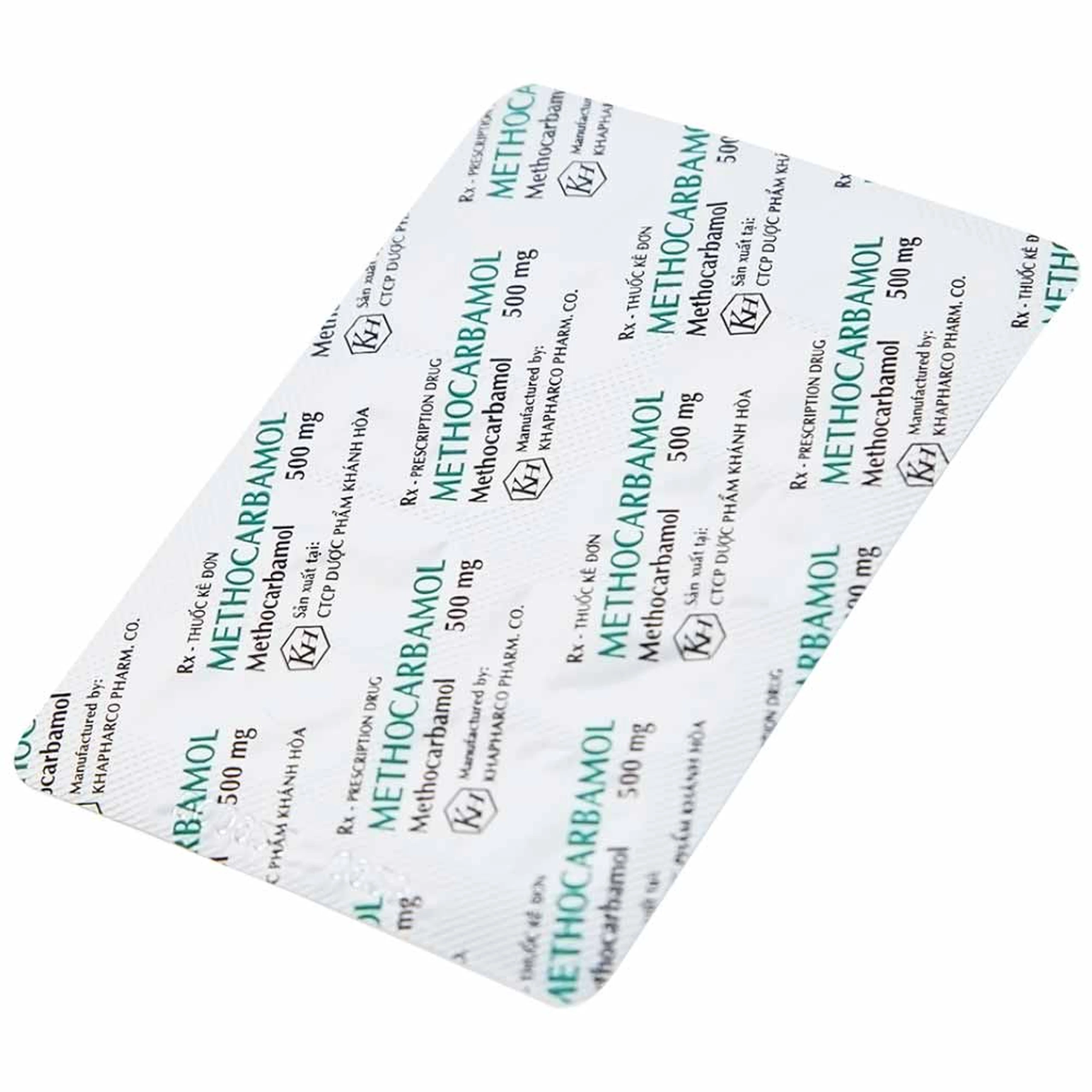 Viên nén Methocarbamol 500mg Khapharco điều trị ngắn hạn cơn đau, co thắt cơ, bong gân (10 vỉ x 10 viên)