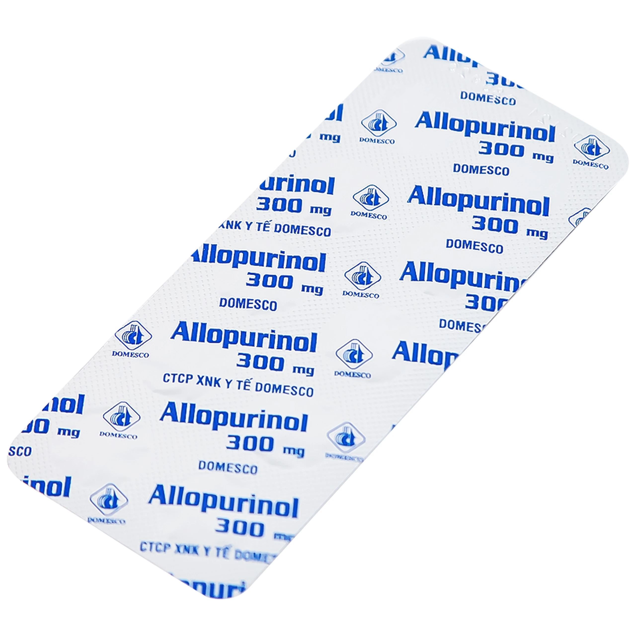 Thuốc Allopurinol 300mg Domesco điều trị tăng acid uric máu, sỏi thận (2 vỉ x 10 viên)