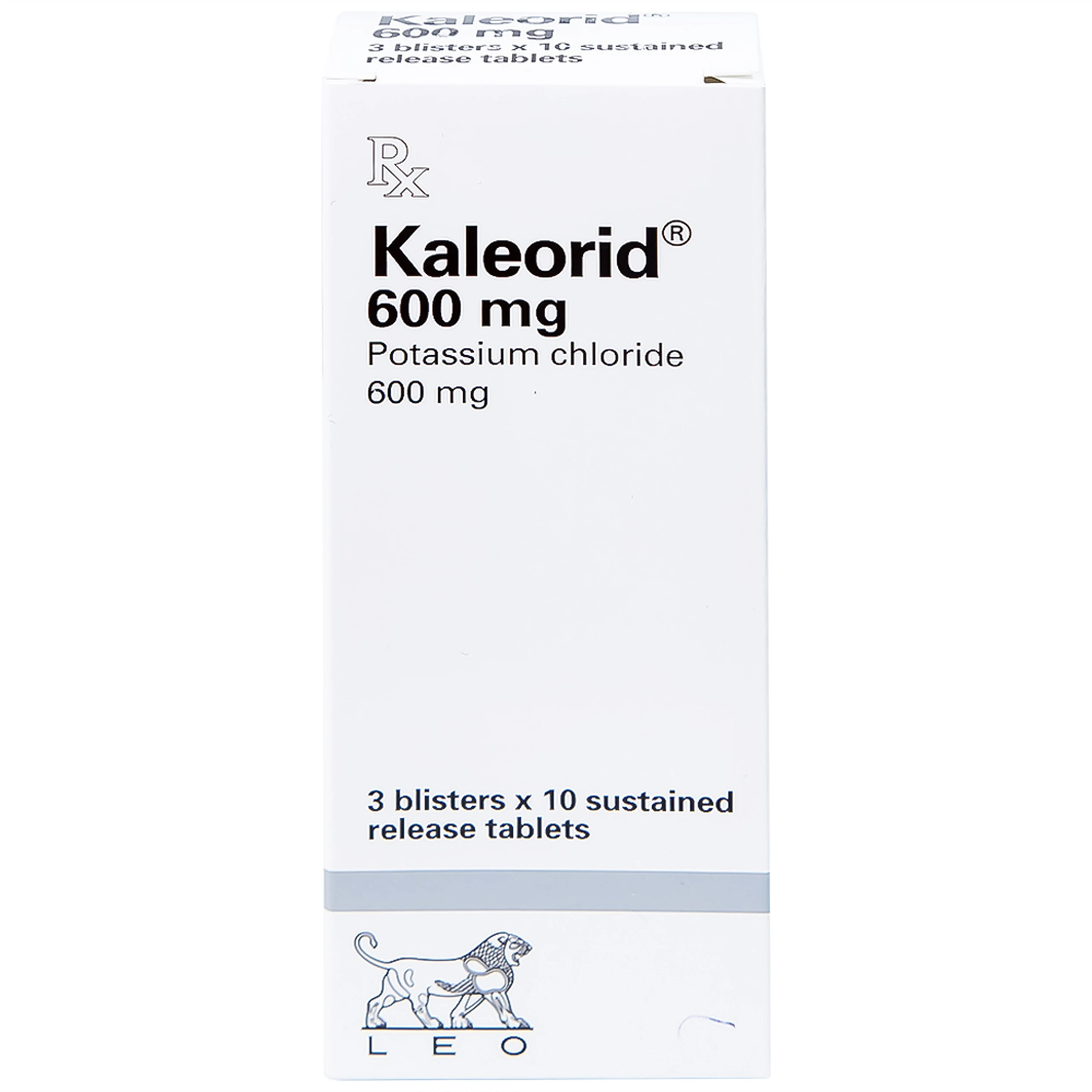 Viên nén Kaleorid 600mg LEO phòng ngừa và điều trị giảm kali huyết (3 vỉ x 10 viên) 