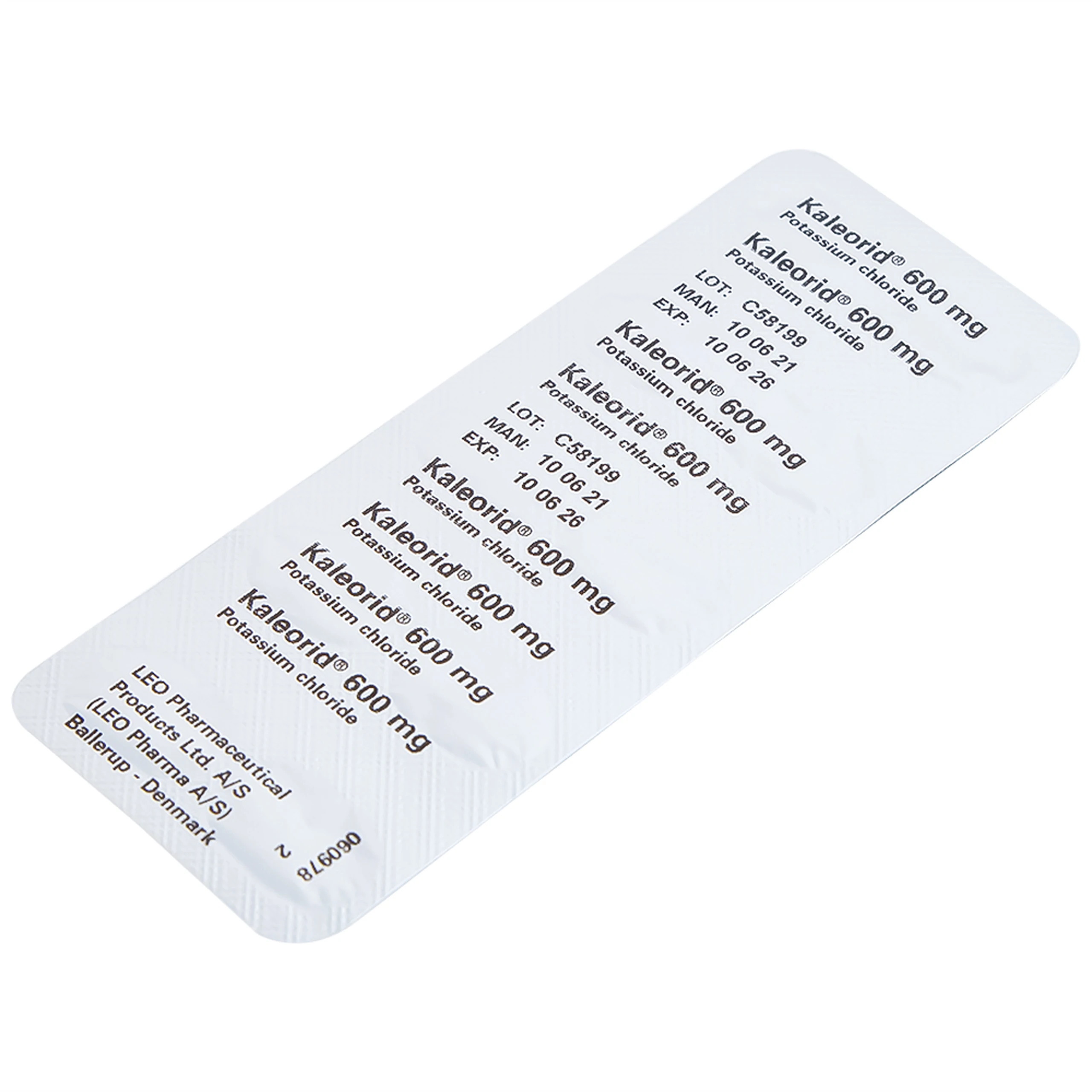 Viên nén Kaleorid 600mg LEO phòng ngừa và điều trị giảm kali huyết (3 vỉ x 10 viên) 