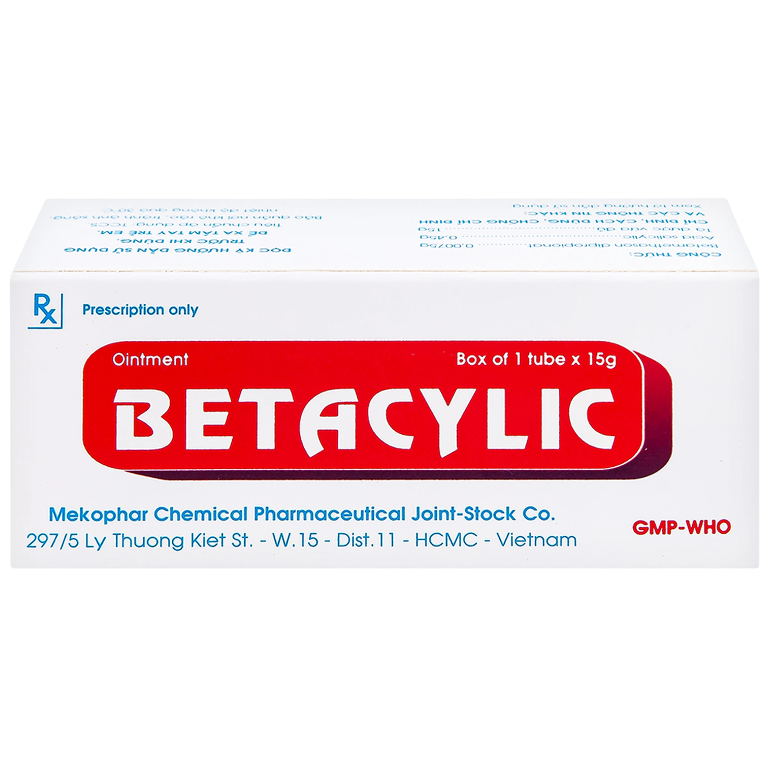 Thuốc mỡ bôi da Betacylic Mekophar điều trị bệnh vẩy nến, vảy da dầu (15g)