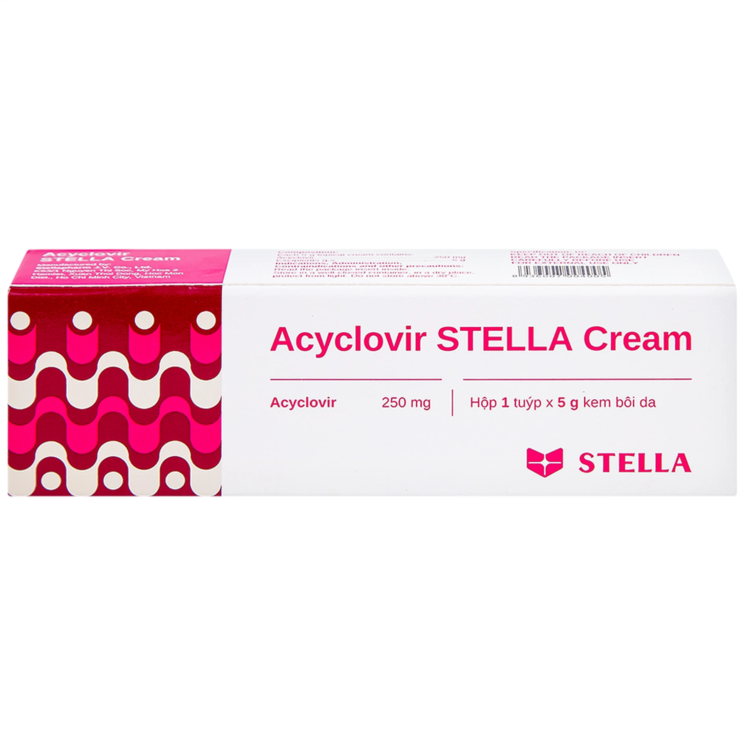 Kem bôi da Acyclovir Stella Cream (5g) điều trị nhiễm virus Herpes simplex