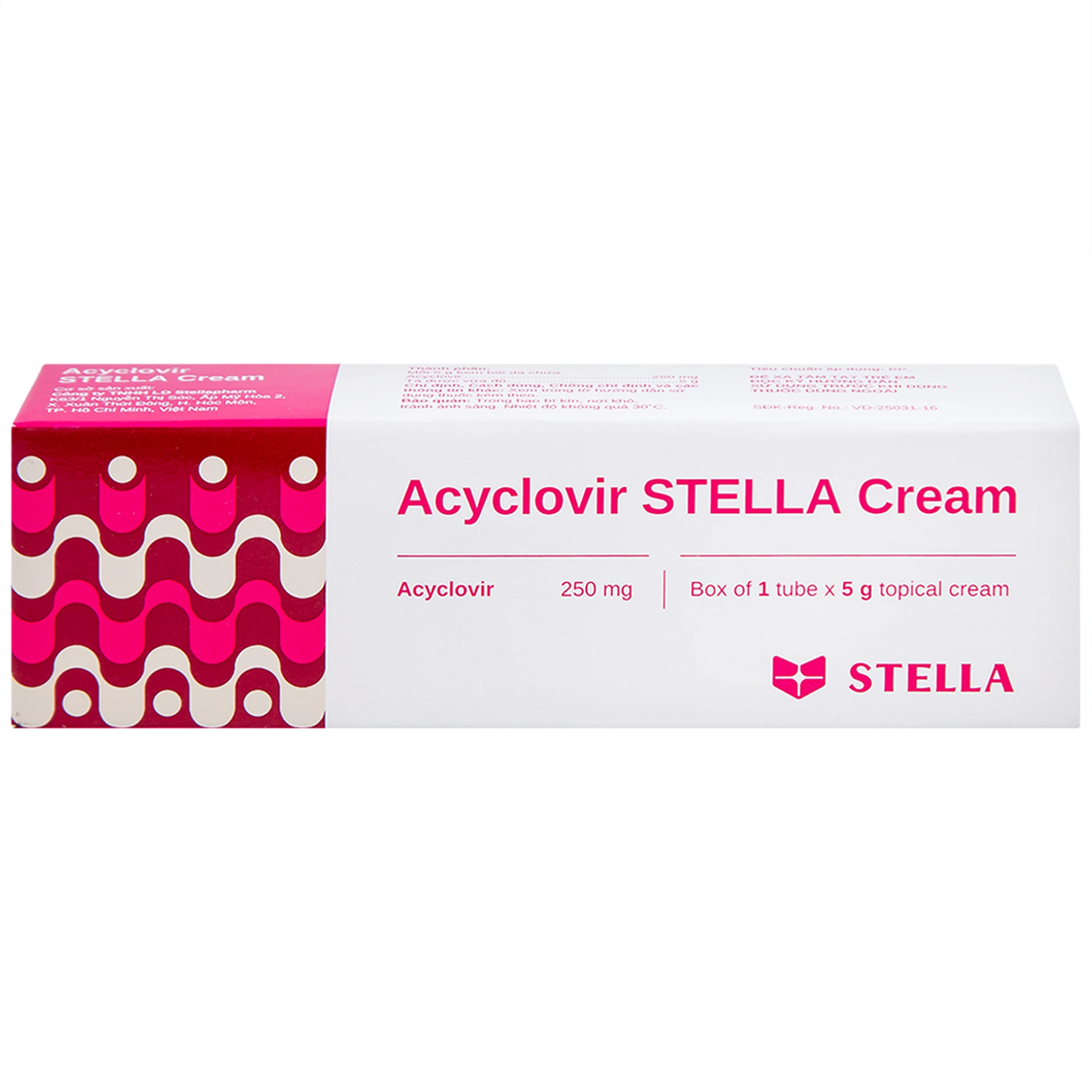 Kem bôi da Acyclovir Stella Cream (5g) điều trị nhiễm virus Herpes simplex