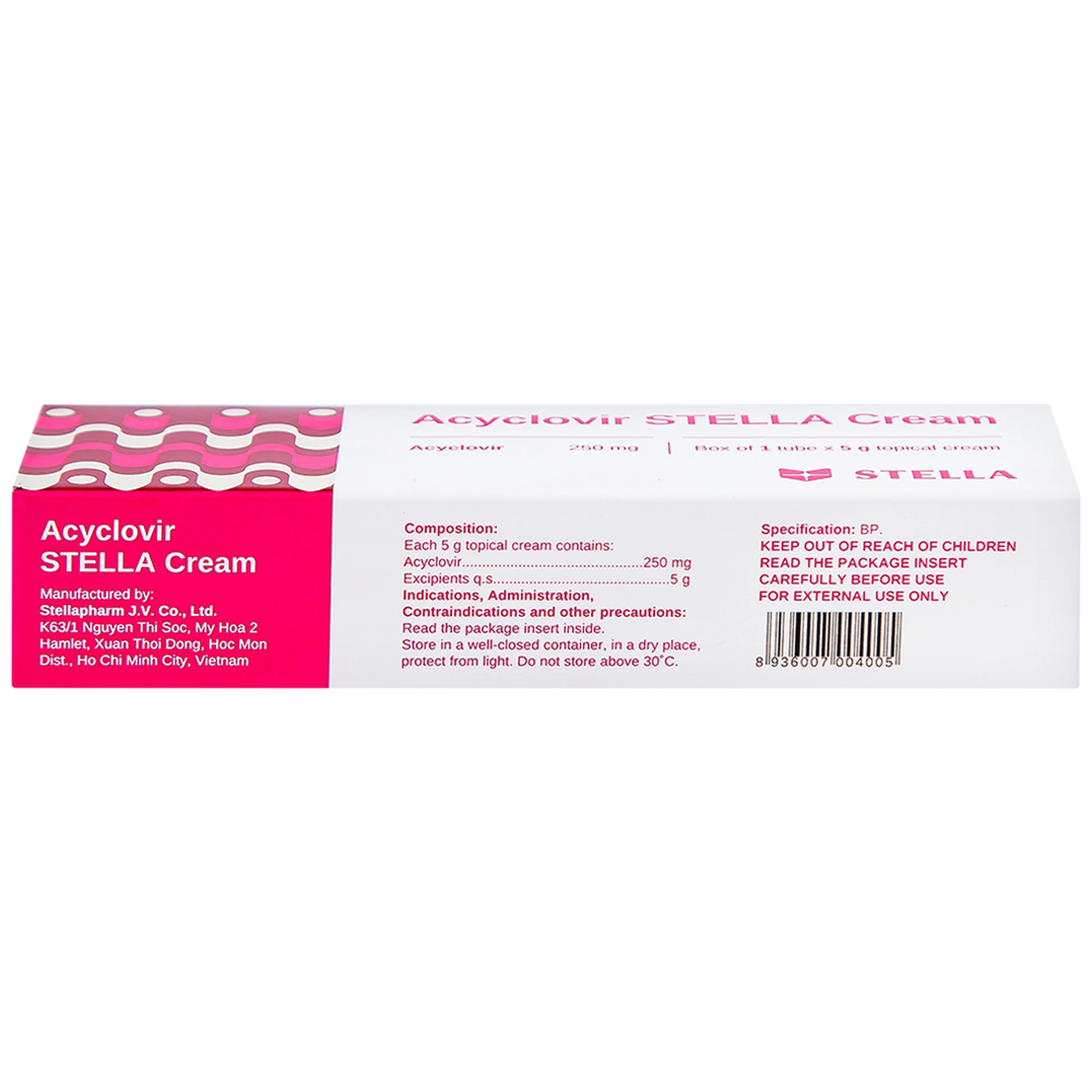 Kem bôi da Acyclovir Stella Cream (5g) điều trị nhiễm virus Herpes simplex