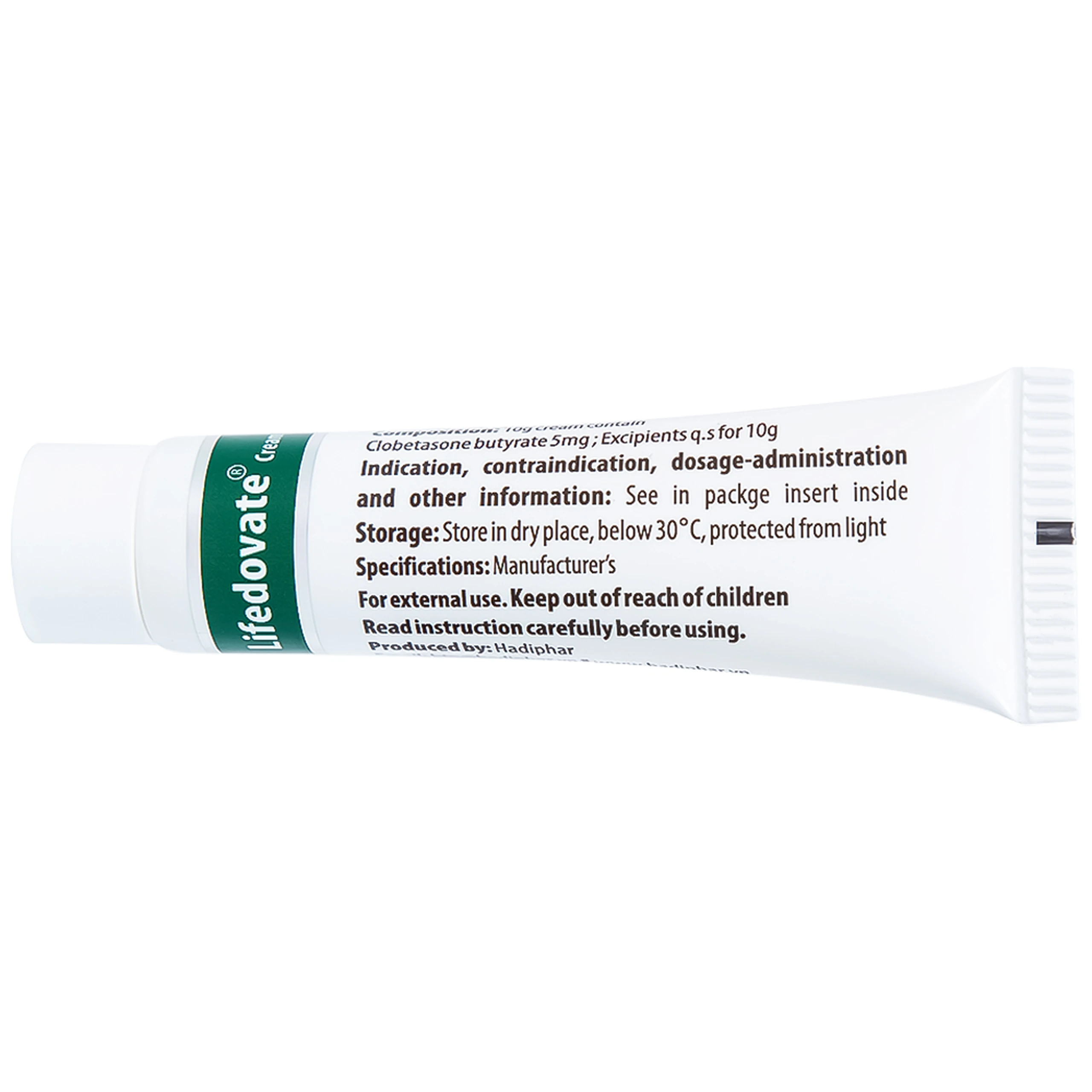 Kem bôi da Lifedovate Cream 0,05% Hadiphar điều trị các vết long eczema, viêm da (10g)