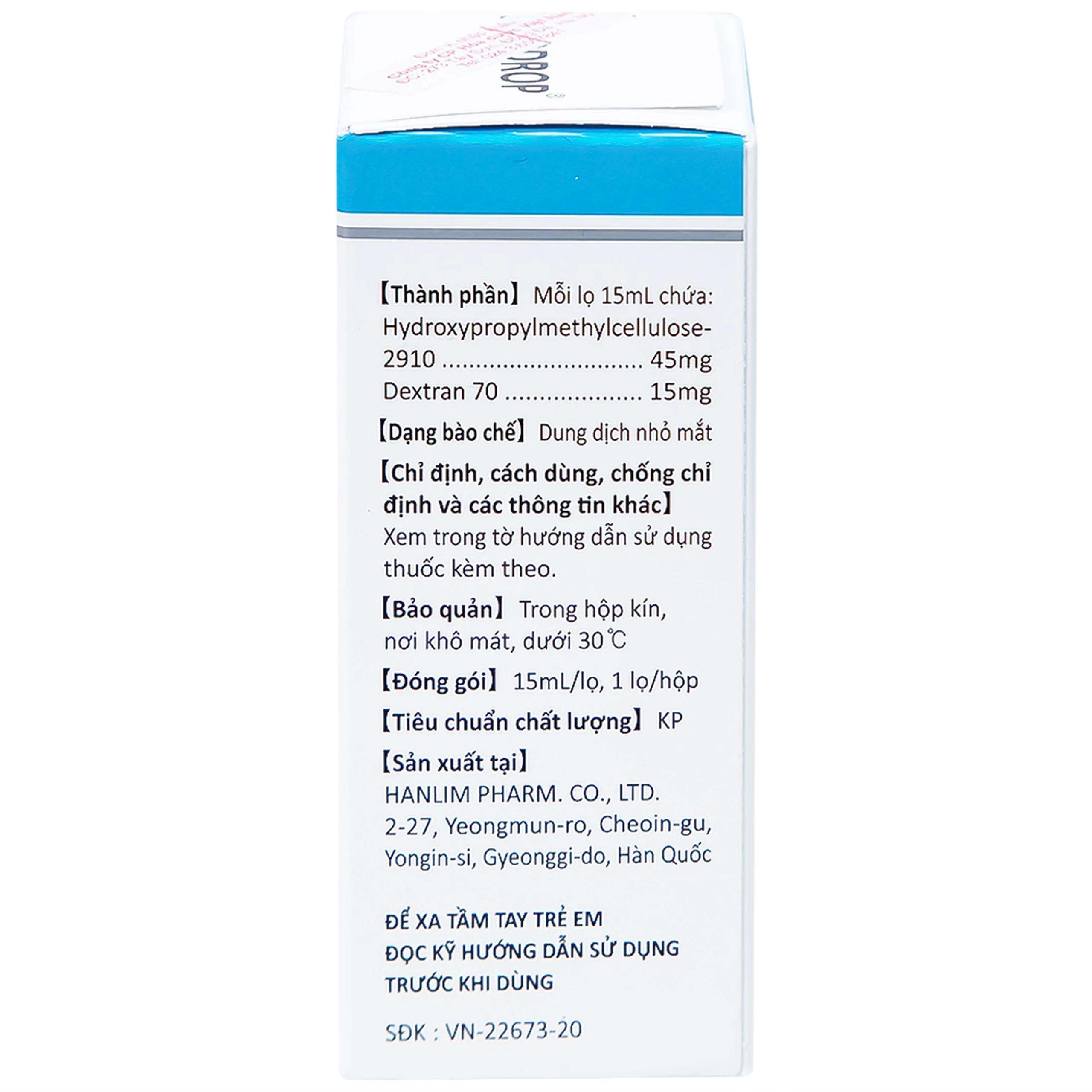 Thuốc nhỏ mắt Telodrop Hanlim điều trị chứng khô mắt (15ml)