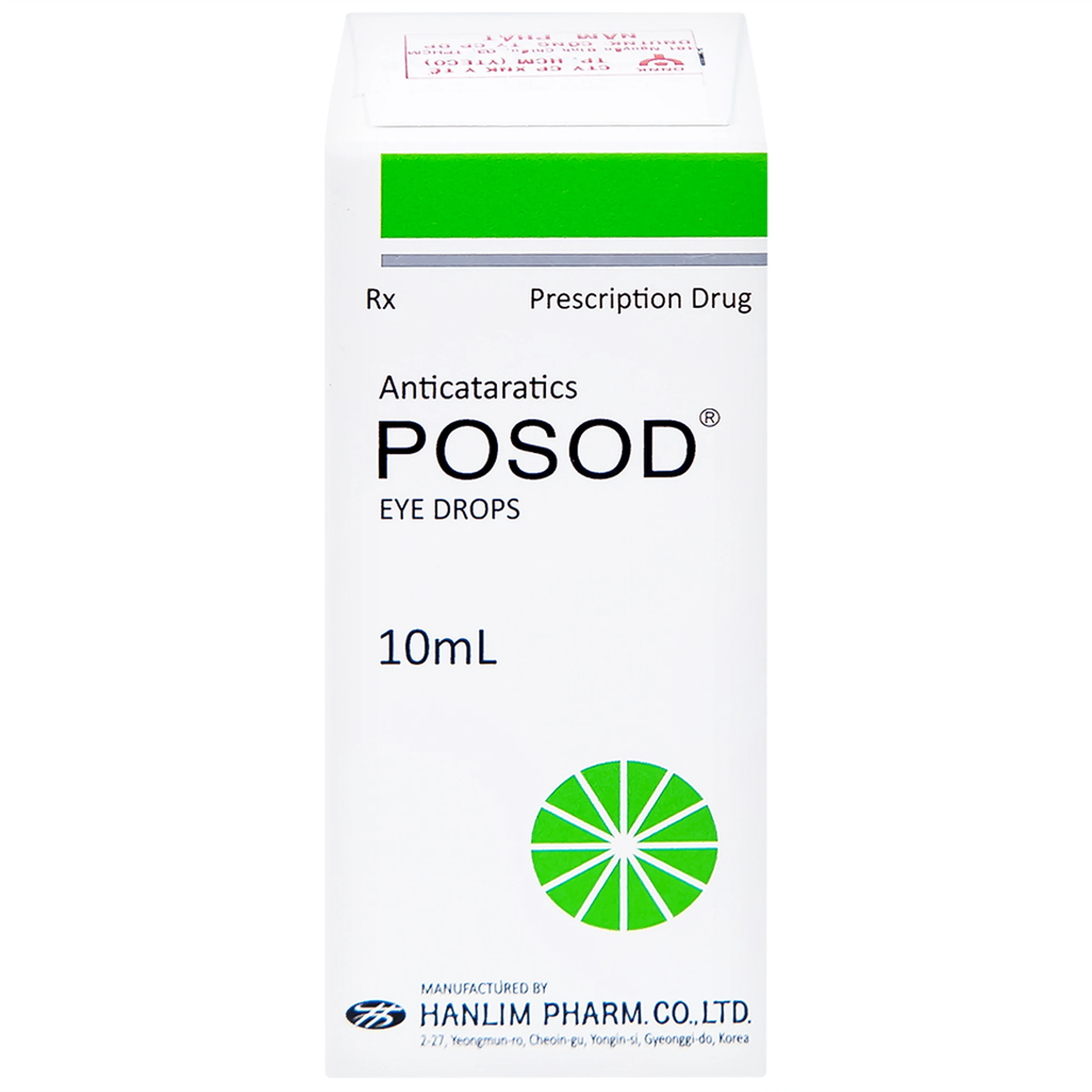 Thuốc tra mắt Posod Hanlim dùng cho bệnh bị đục, xuất huyết pha lê thể, cận thị (10ml)