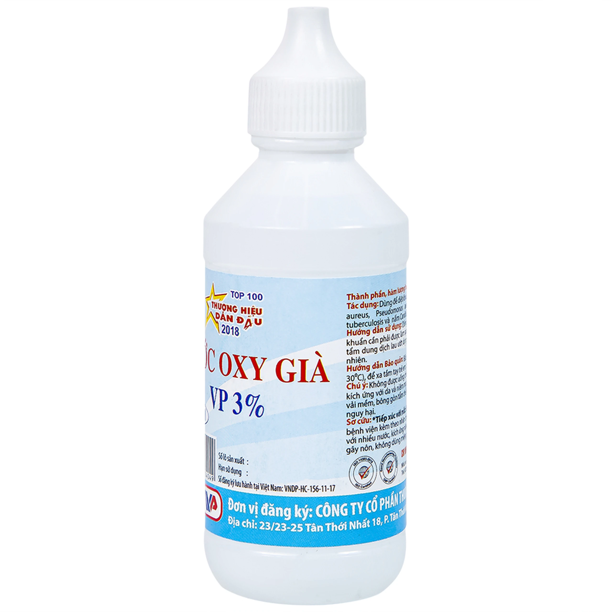 Oxy già Vĩnh Phúc 3% 60ml dùng rửa vết thương, kháng khuẩn