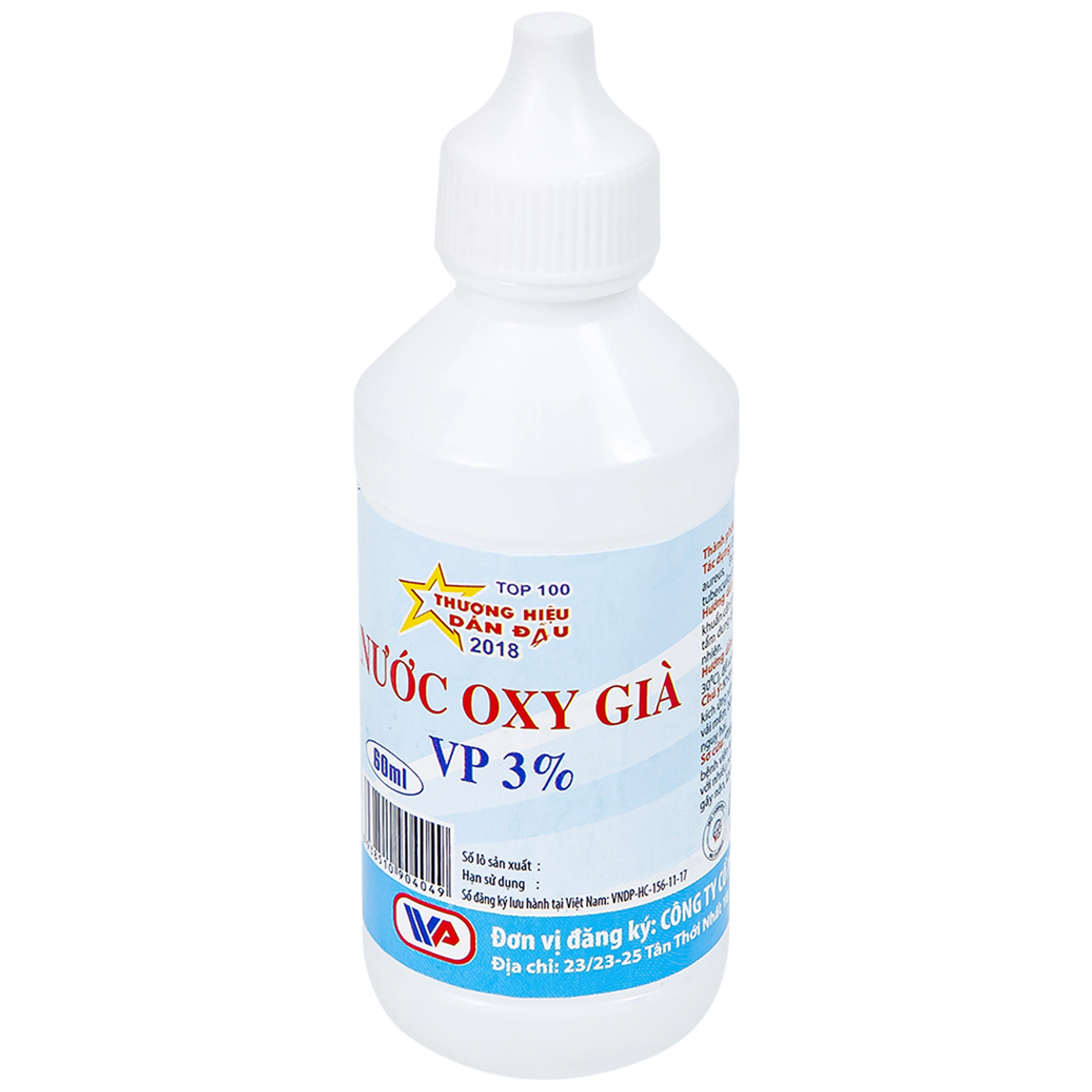 Oxy già Vĩnh Phúc 3% 60ml dùng rửa vết thương, kháng khuẩn