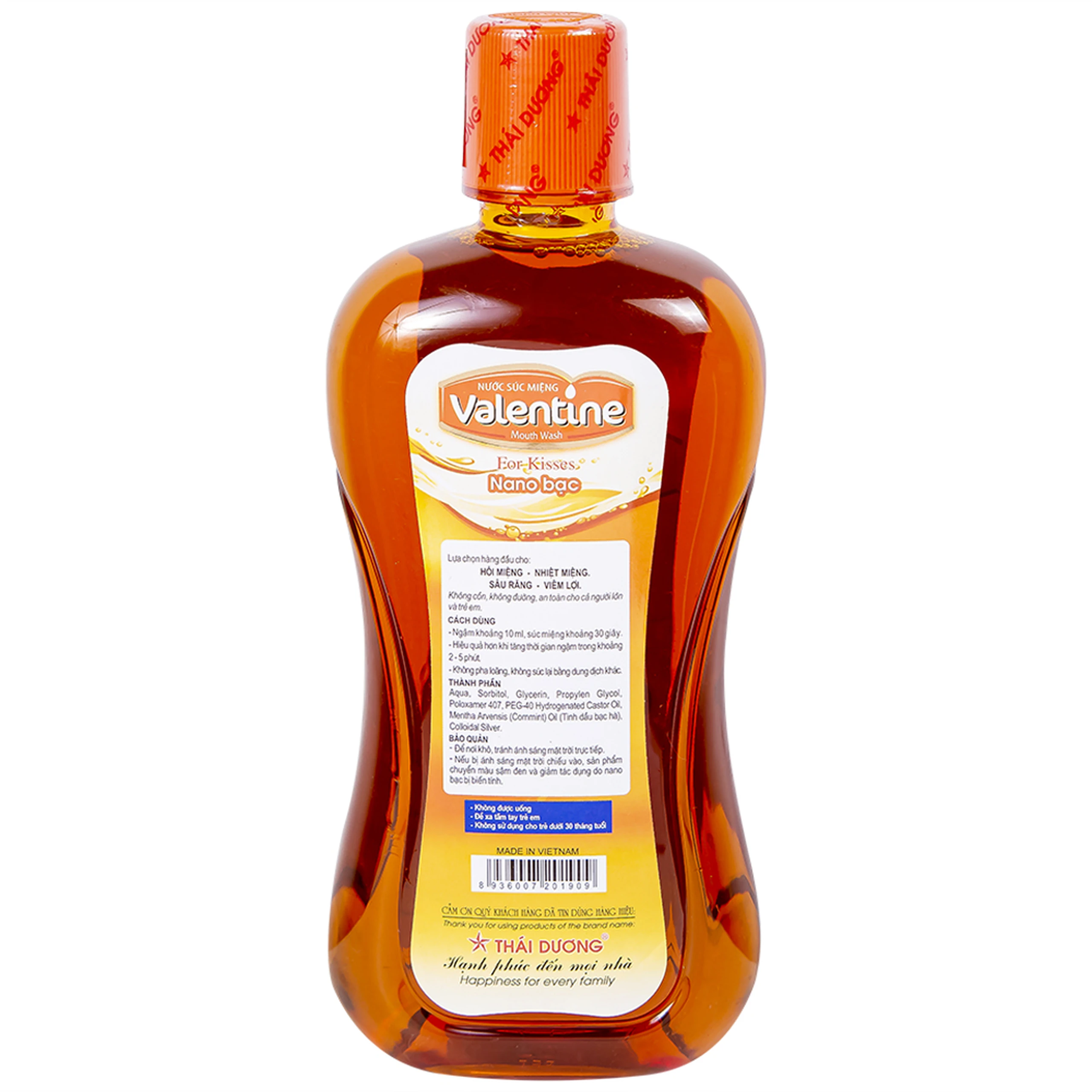 Nước súc miệng Valentine Thái Dương diệt khuẩn, bảo vệ răng miệng (500ml)