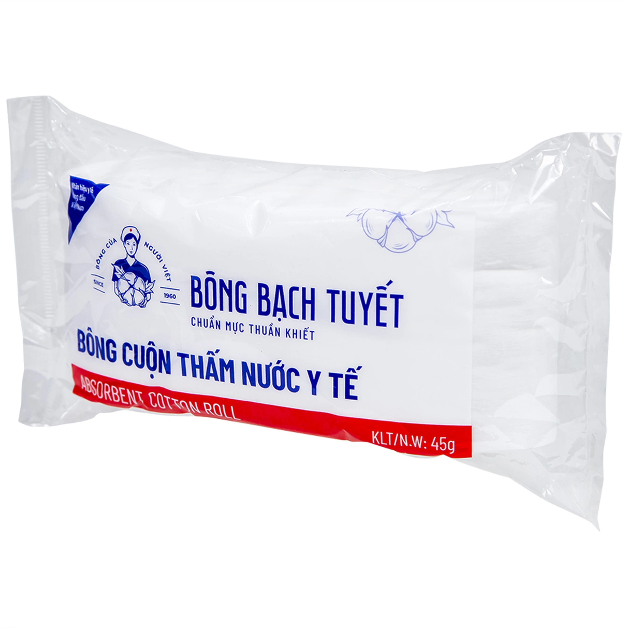Bông cuộn thấm nước Bạch Tuyết 45g vệ sinh cá nhân và y tế
