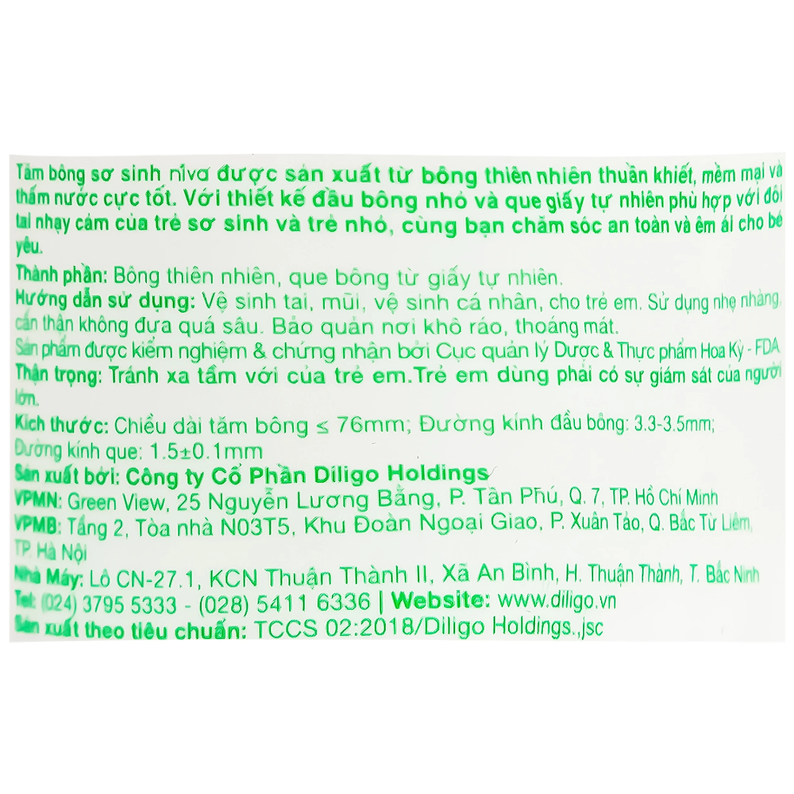 Tăm bông sơ sinh Niva BHP1 thân giấy 2 đầu tròn vệ sinh tai, mũi, vệ sinh cá nhân (200 que) 