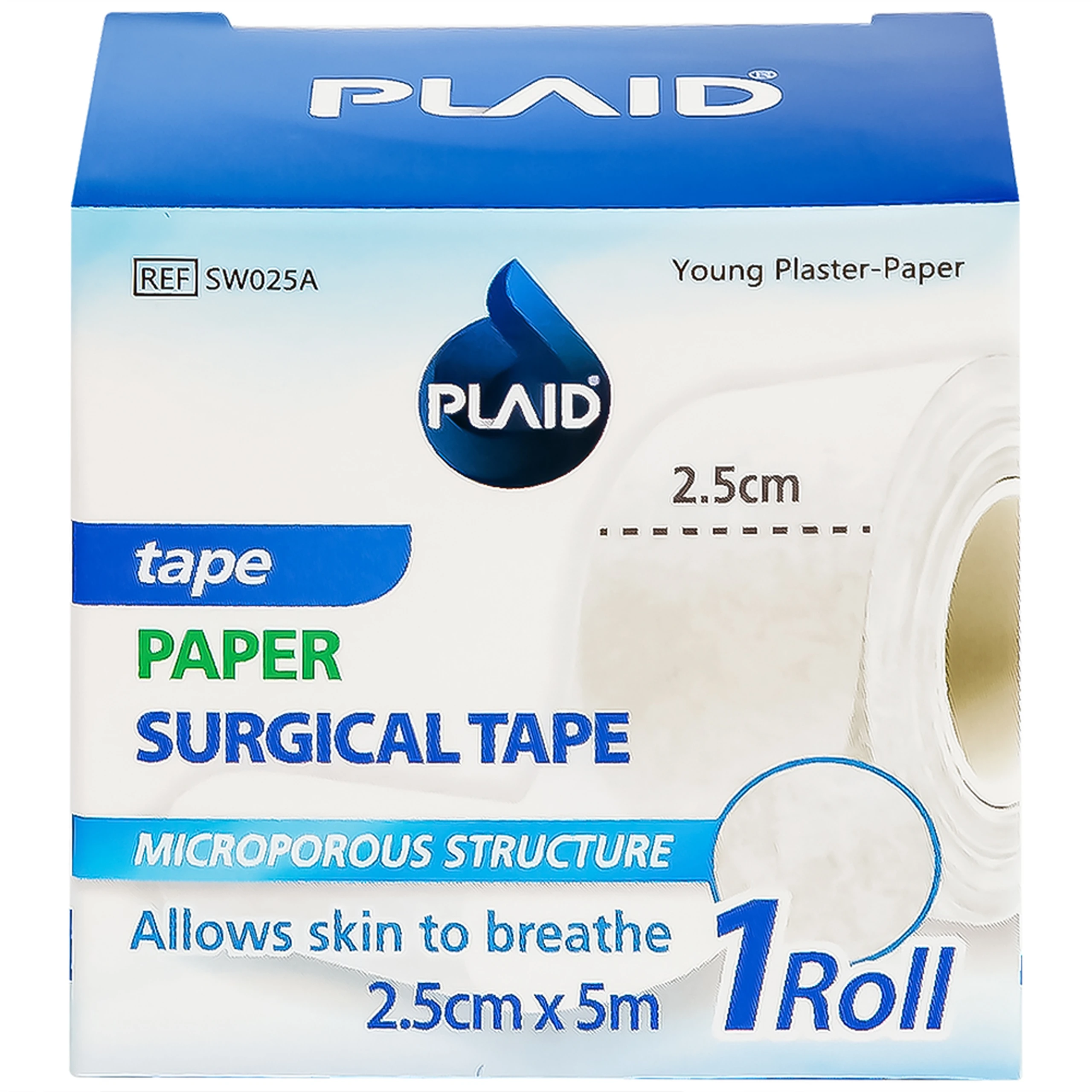 Băng cuộn giấy Plaid Young Plaster-Paper 2.5cmx5m giúp cố định băng gạc và dụng cụ y tế Young chemical