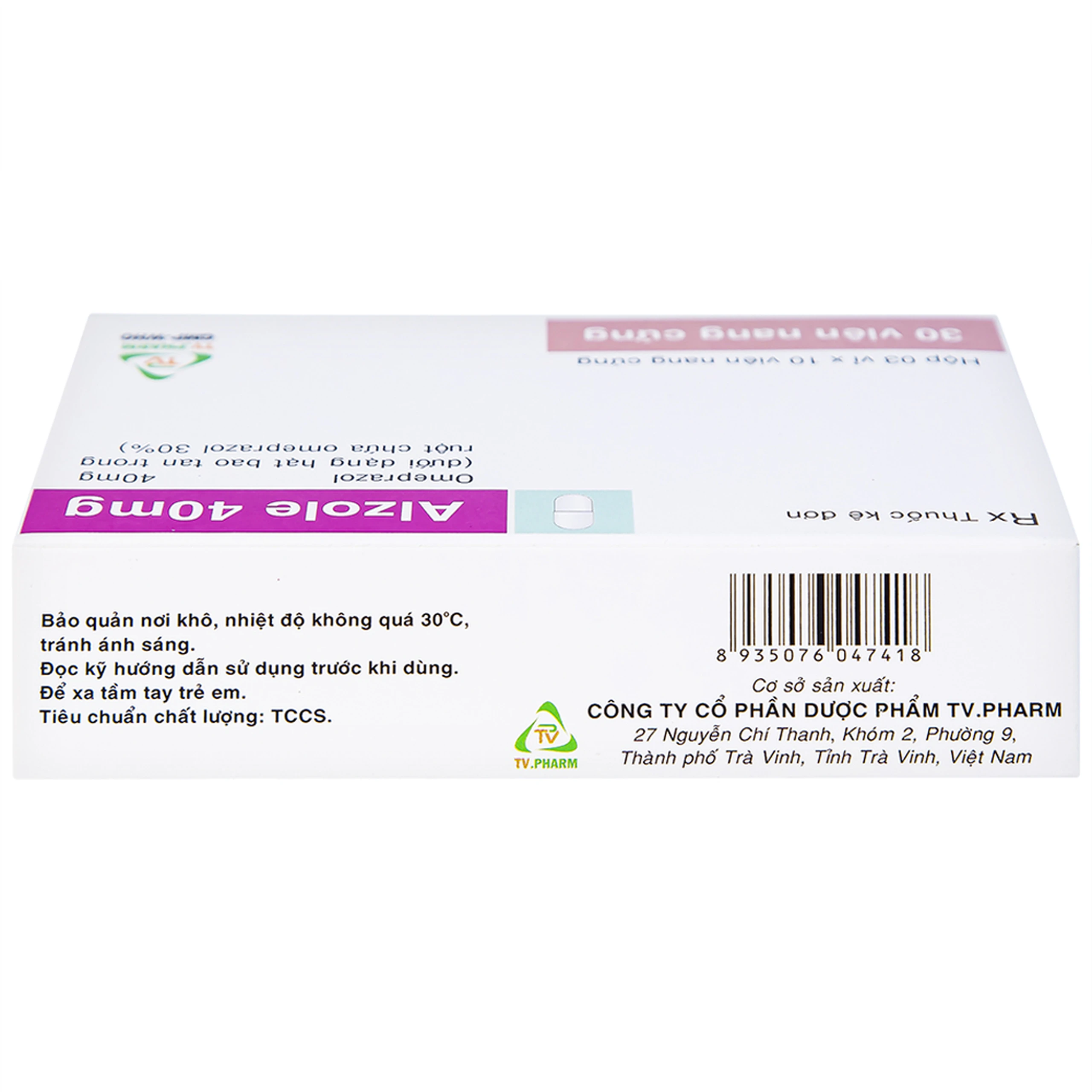 Thuốc Alzole 40mg TV.Pharm điều trị viêm thực quản, viêm loét dạ dày, tá tràng (3 vỉ x 10 viên)