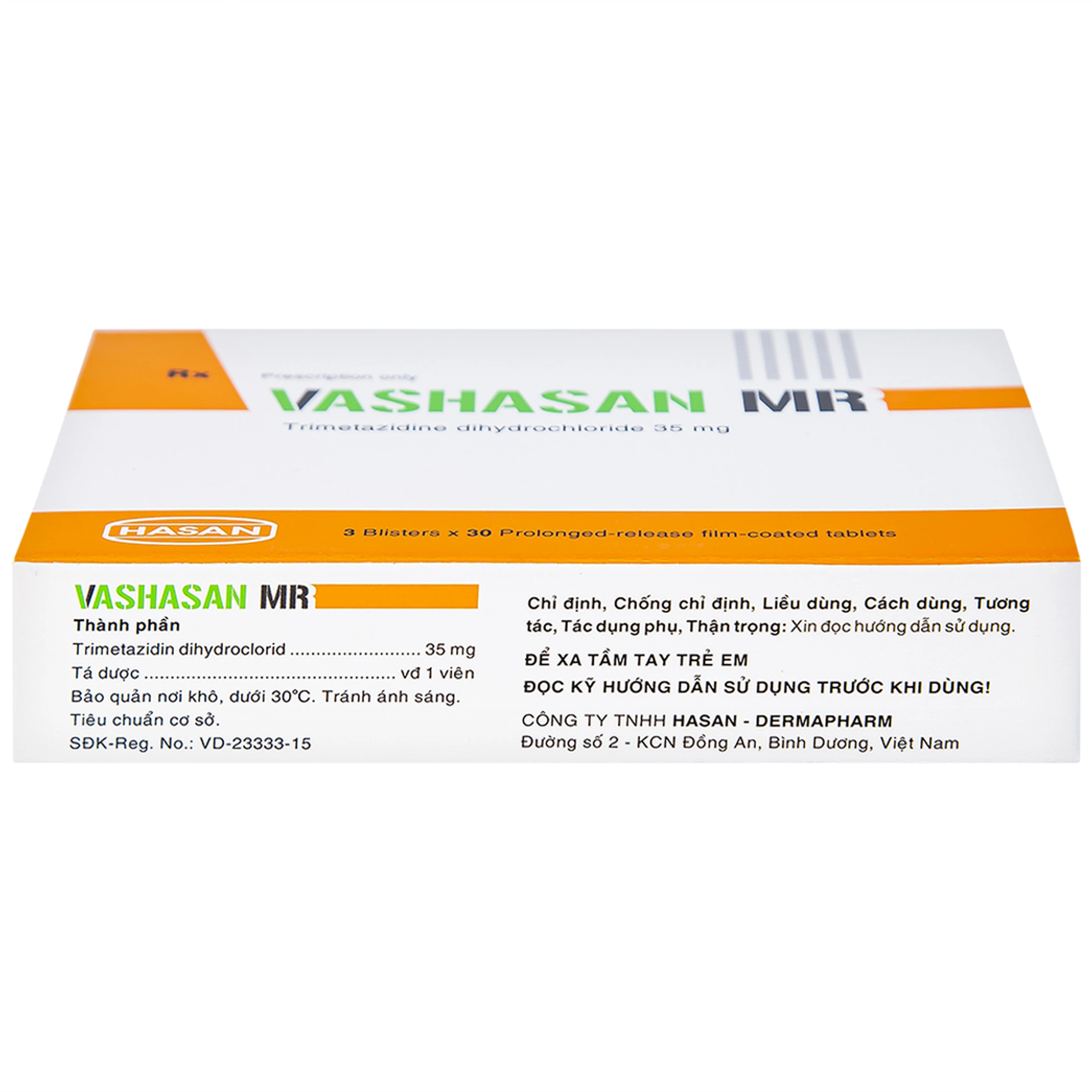 Thuốc Vashasan MR 35 Hasan điều trị đau thắt ngực (3 vỉ x 30 viên)