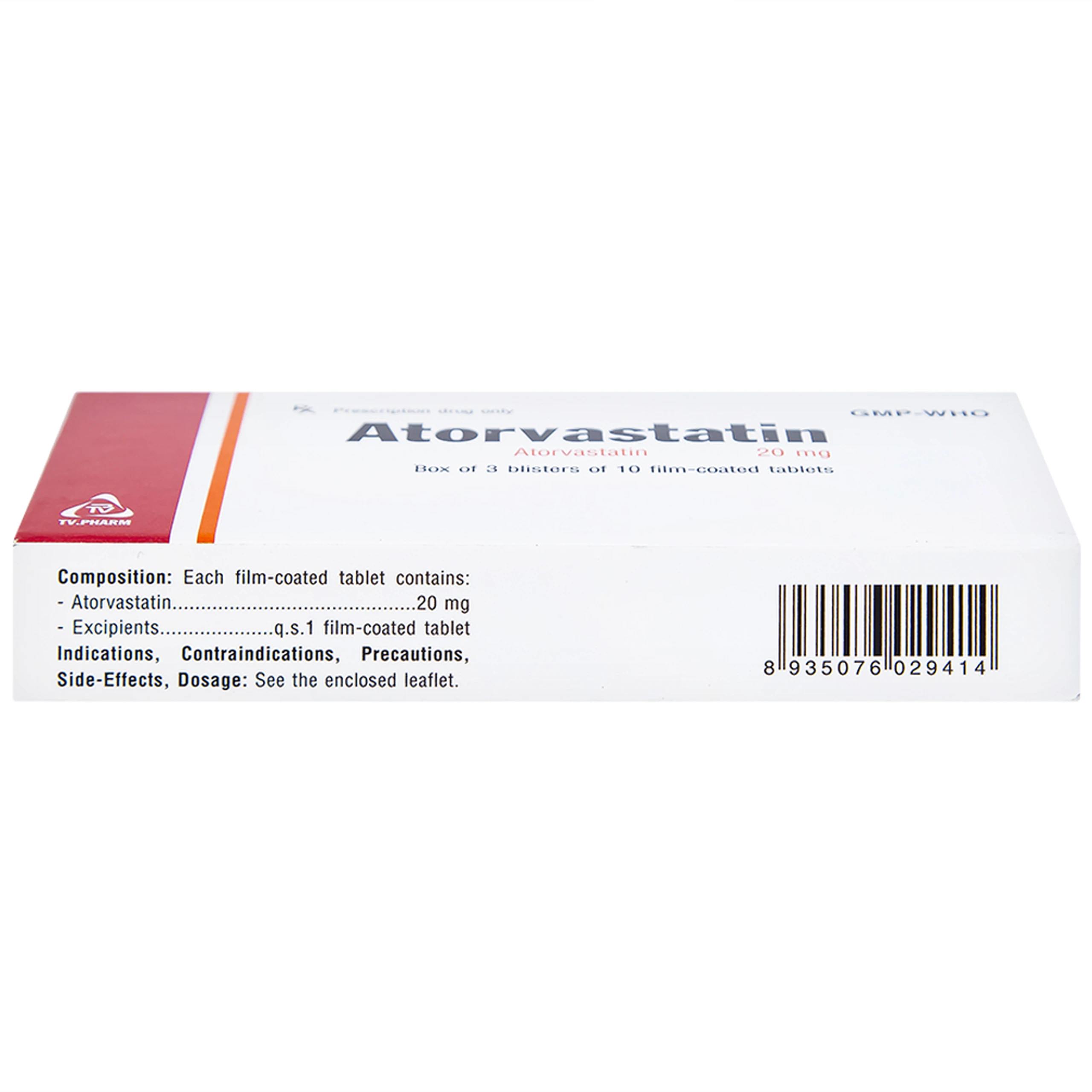 Thuốc Atorvastatin 20mg TV.Pharm điều trị tăng cholesterol máu, dự phòng tiên phát biến cố mạch vành (3 vỉ x 10 viên)