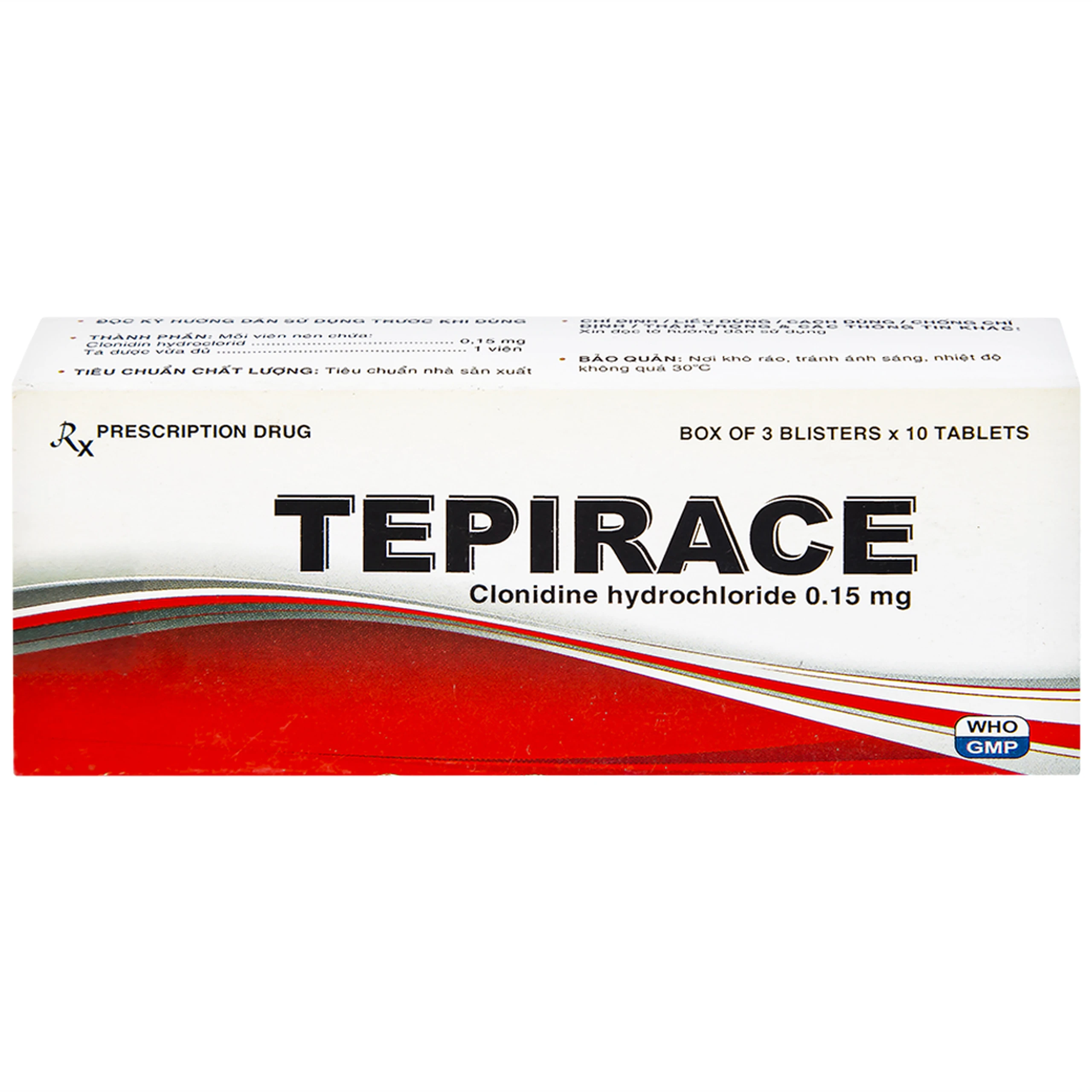 Thuốc Tepirace Davipharm điều trị tăng huyết áp (3 vỉ x 10 viên)