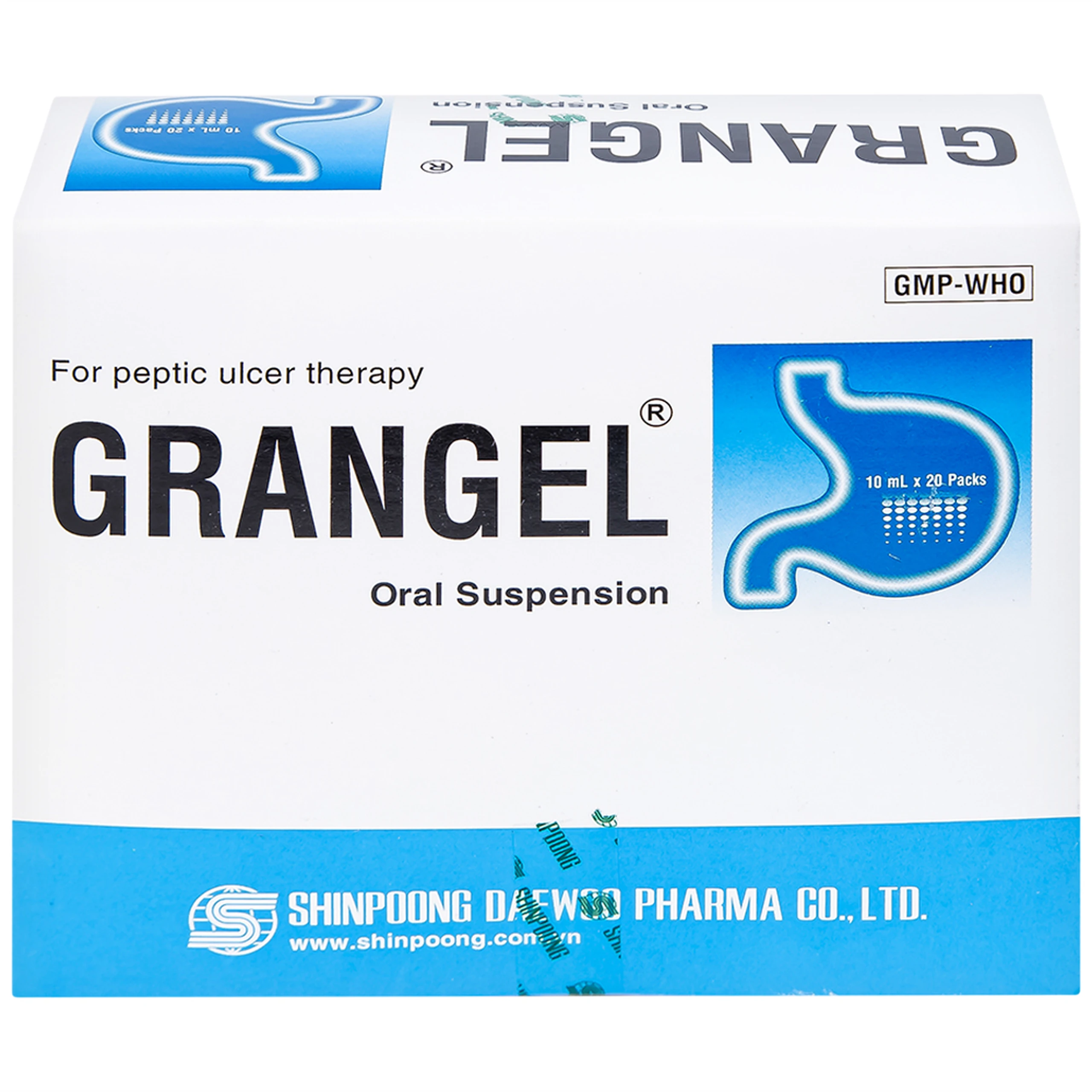 Hỗn dịch uống Grangel Shinpoong Deawoo điều trị viêm loét dạ dày - tá tràng cấp, mạn tính (20 gói)