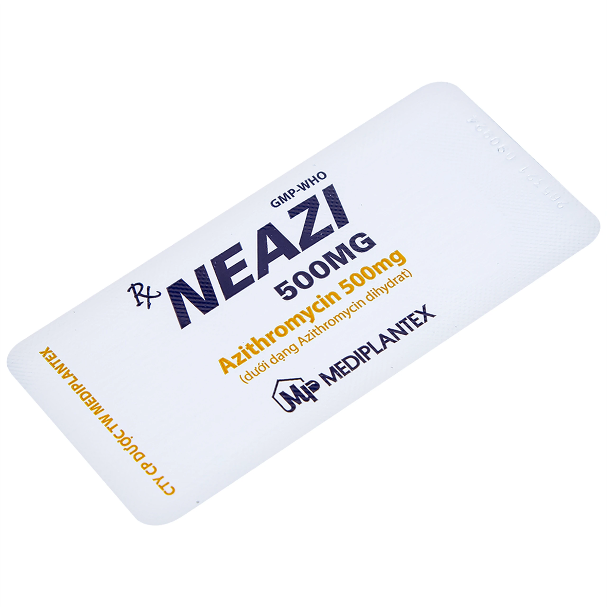 Viên nén Neazi 500mg Mediplantex điều trị viêm xoang cấp, viêm họng, amidan (1 vỉ x 3 viên)