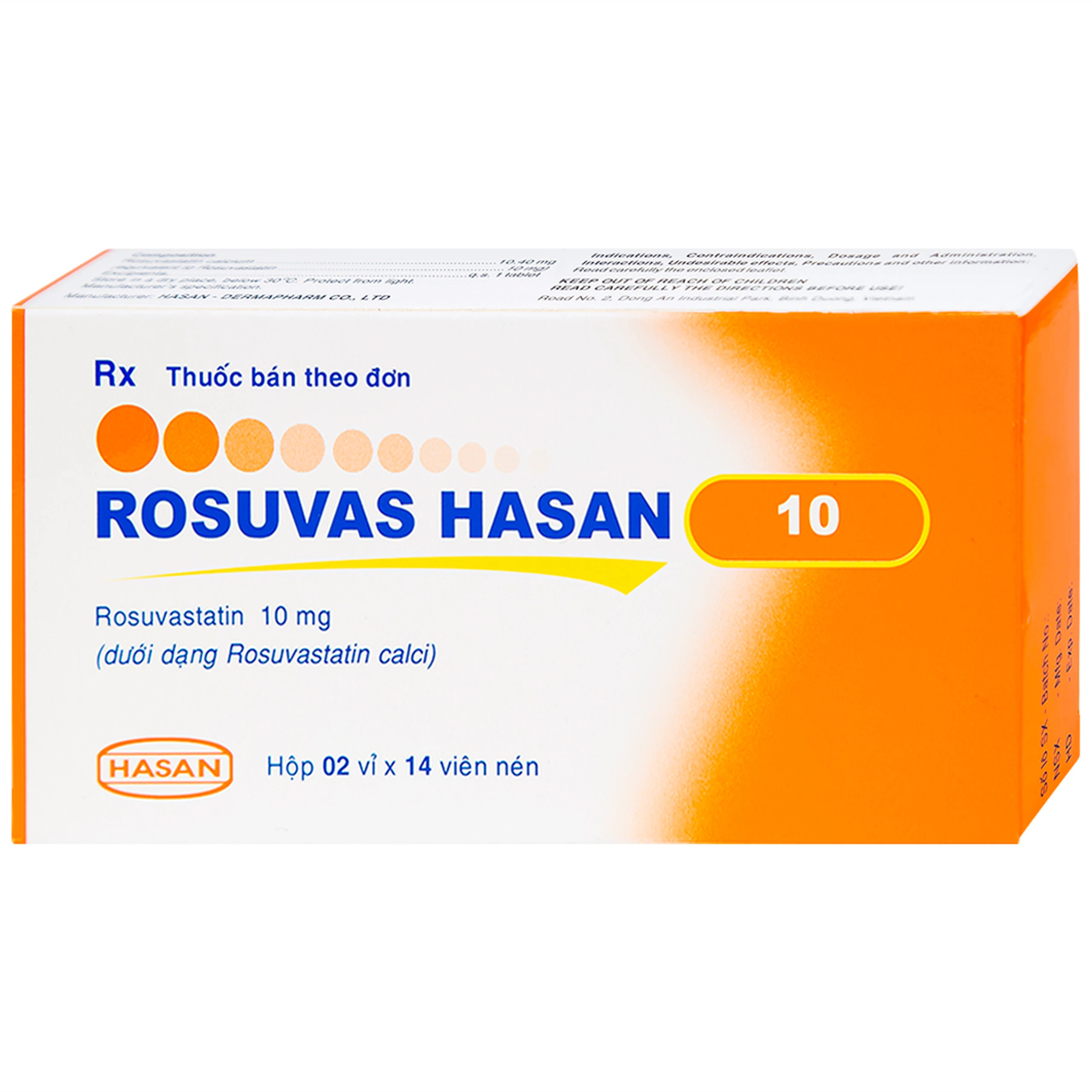 Thuốc Rosuvas Hasan 10 điều trị tăng cholesterol máu (2 vỉ x 14 viên)