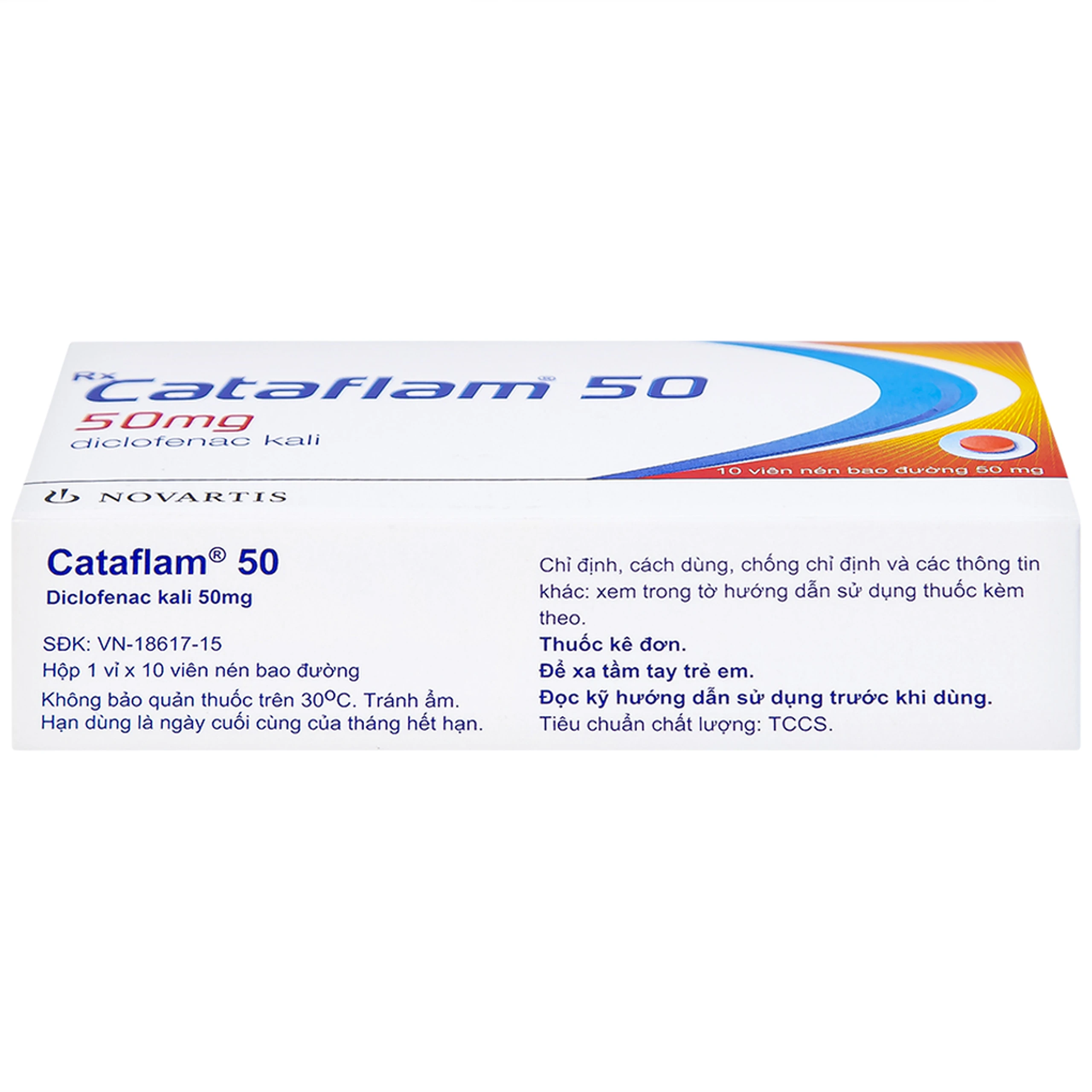 Thuốc Cataflam 50 Novartis điều trị đau sau chấn thương, viêm và sưng do bong gân (1 vỉ x 10 viên)